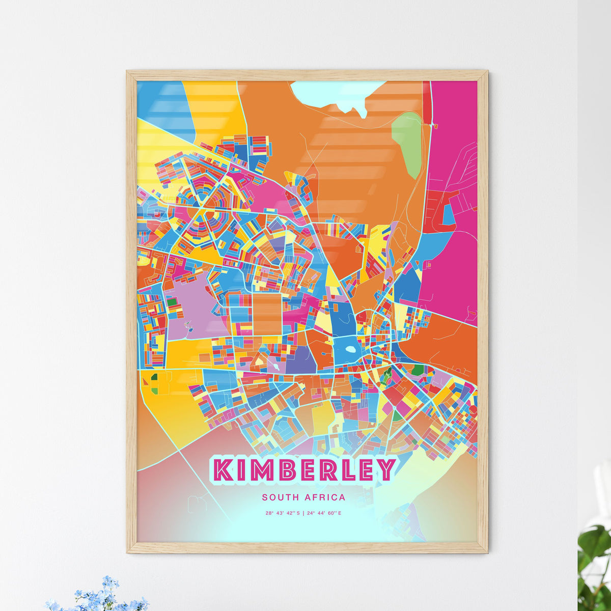 Colorful KIMBERLEY SOUTH AFRICA Fine Art Map Crazy Colors