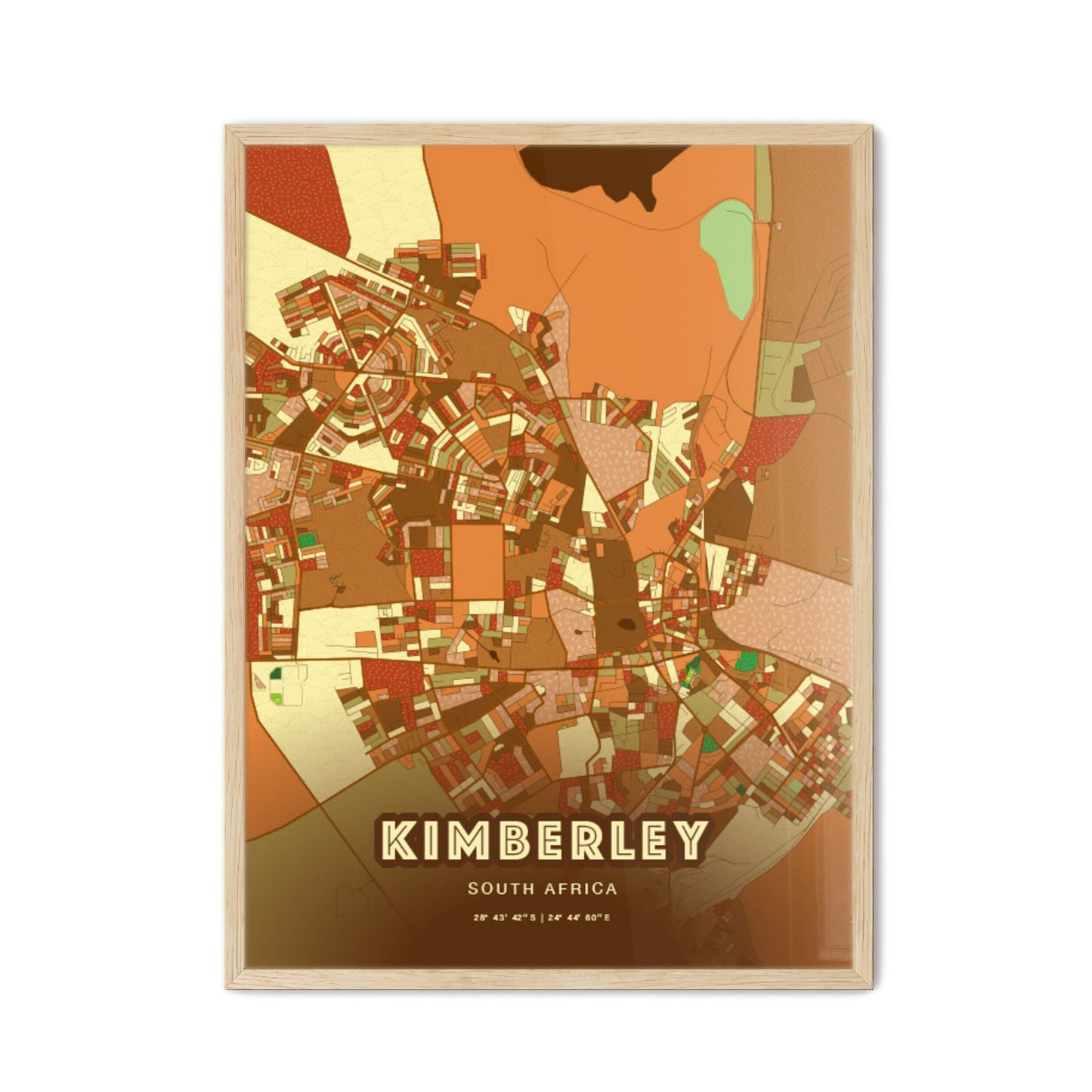 Colorful KIMBERLEY SOUTH AFRICA Fine Art Map Farmhouse