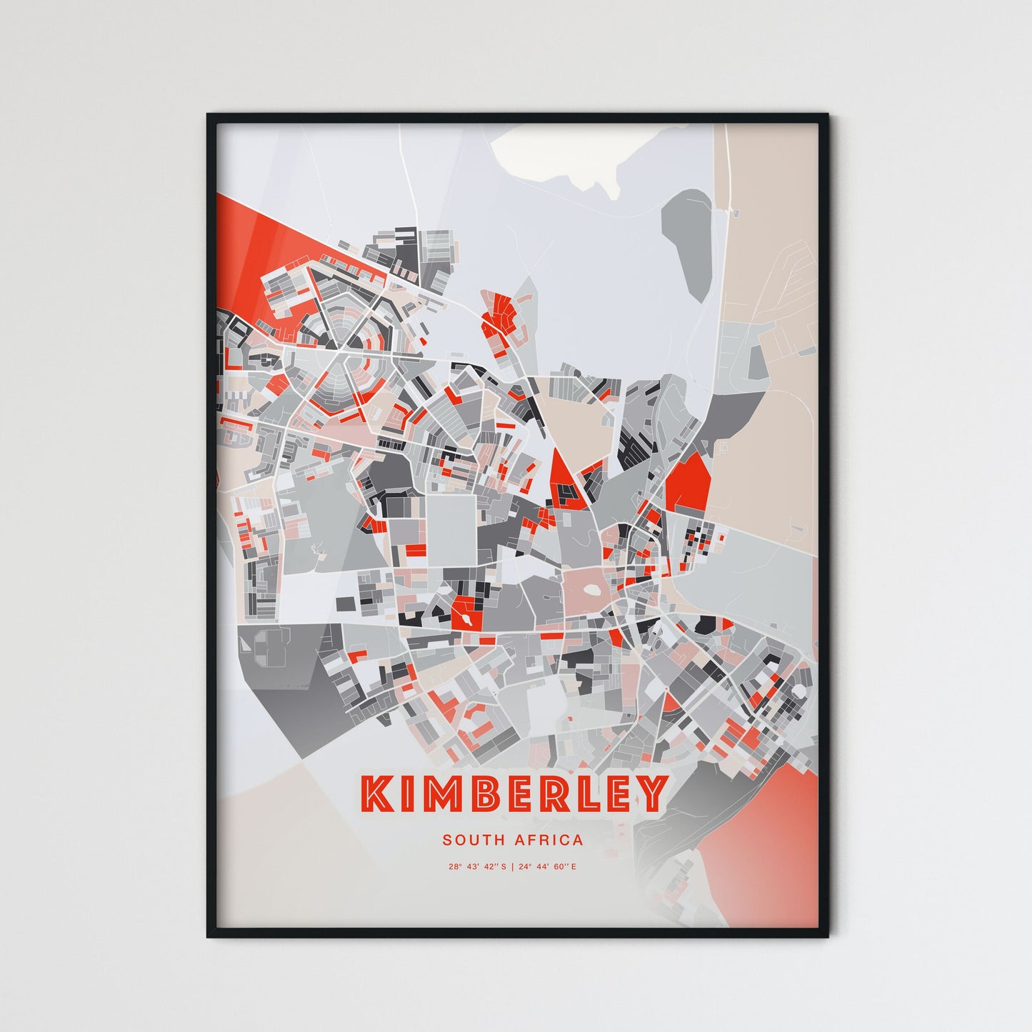 Colorful KIMBERLEY SOUTH AFRICA Fine Art Map Modern