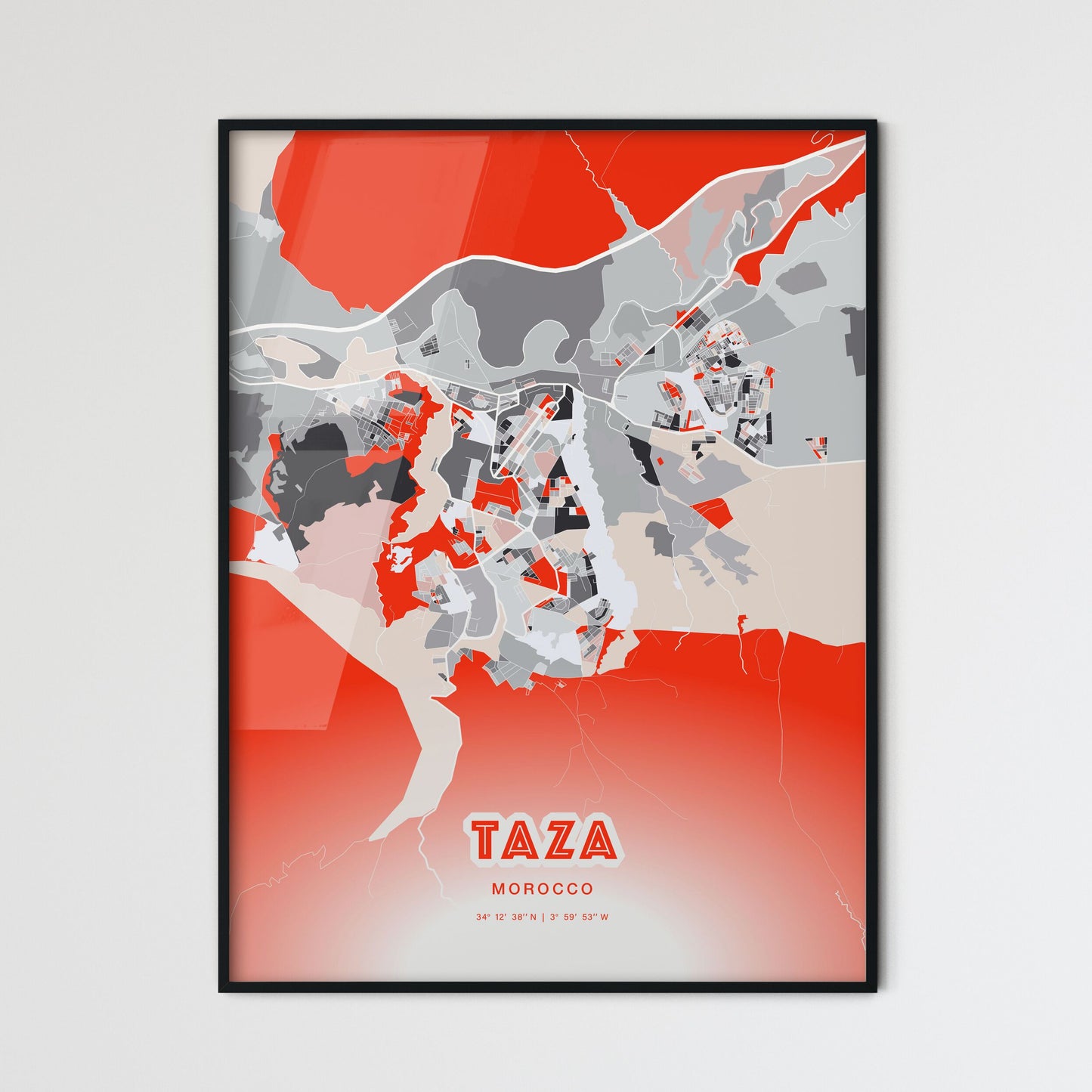 Colorful TAZA MOROCCO Fine Art Map Modern