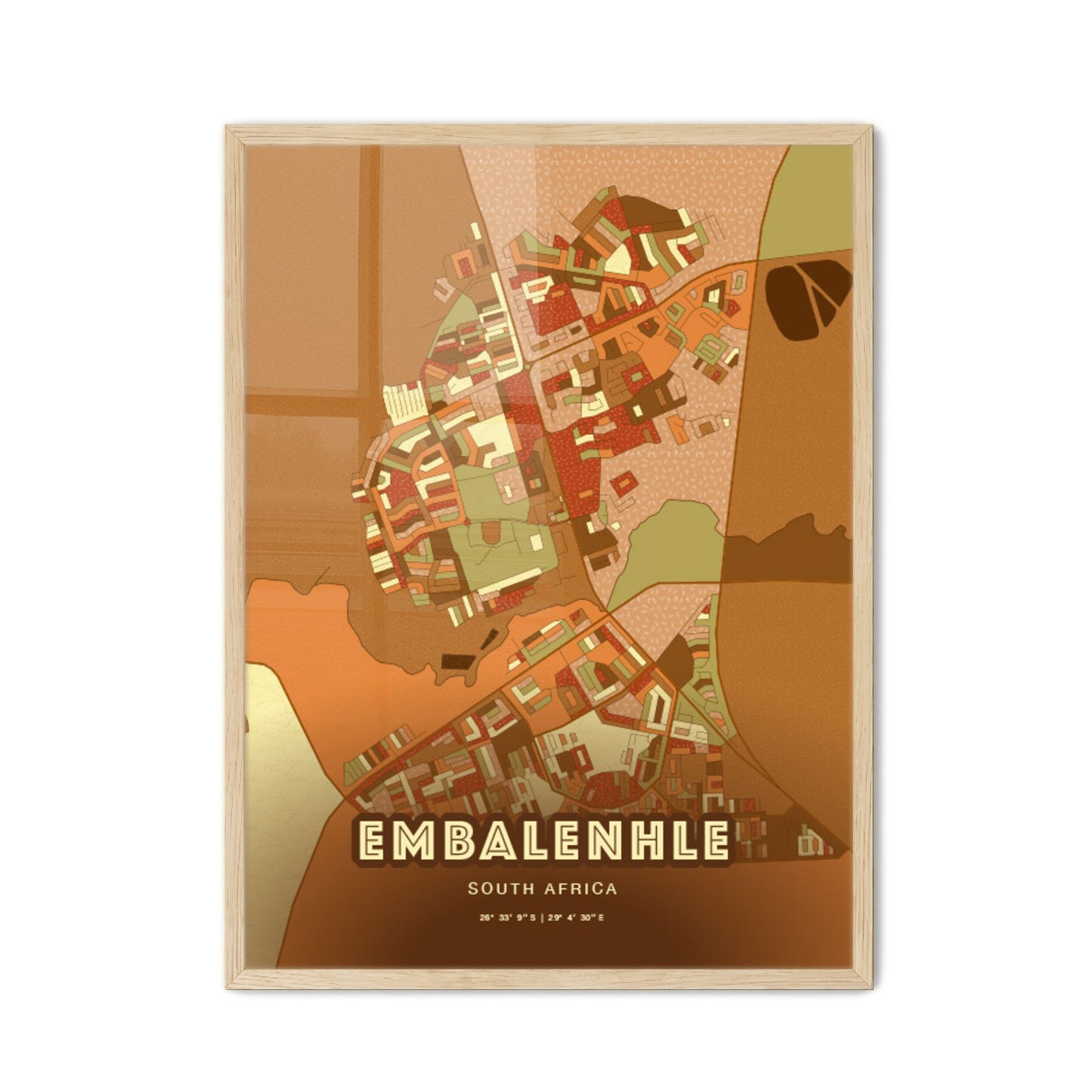 Colorful EMBALENHLE SOUTH AFRICA Fine Art Map Farmhouse