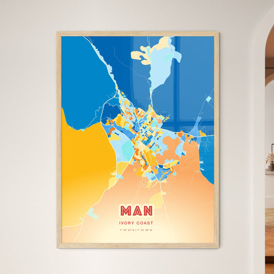 Colorful MAN IVORY COAST Fine Art Map Blue Orange