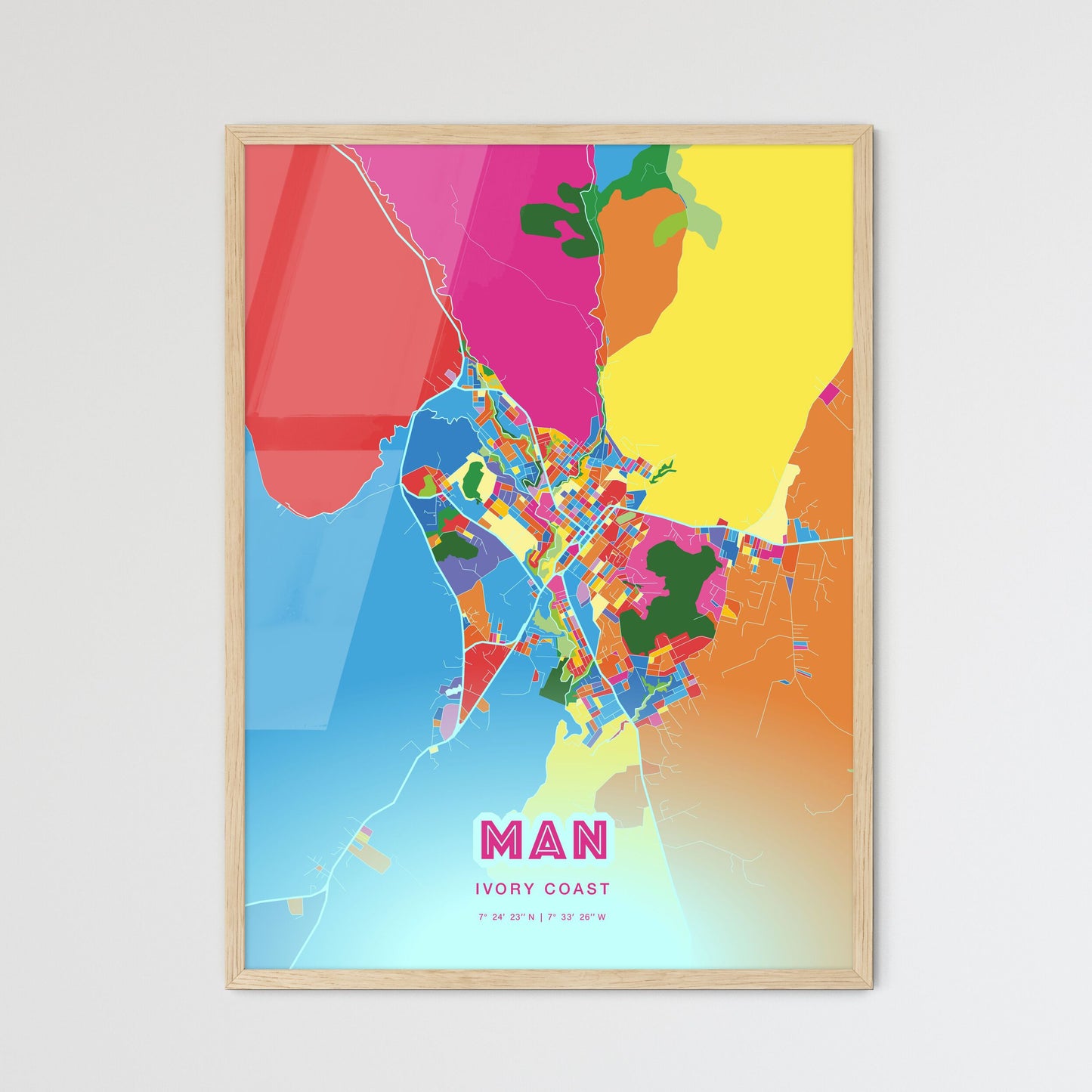 Colorful MAN IVORY COAST Fine Art Map Crazy Colors