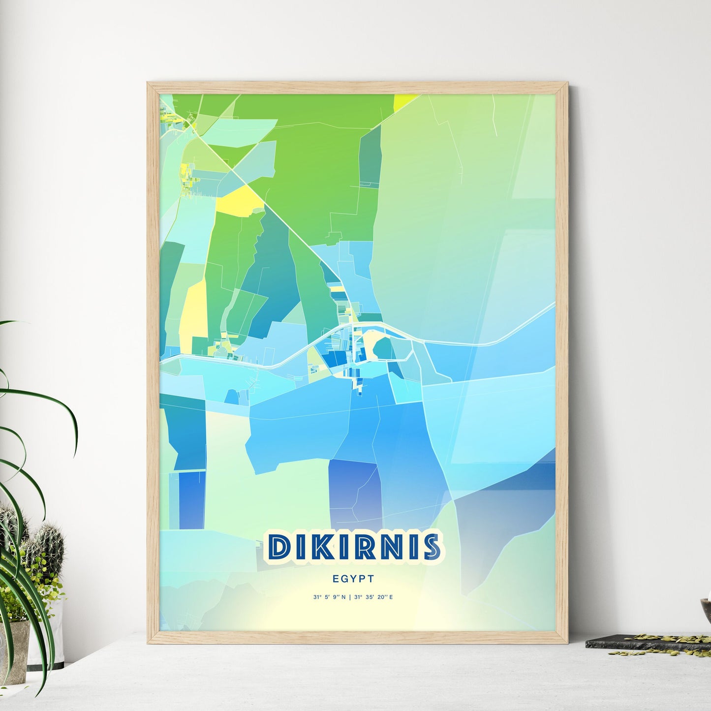 Colorful DIKIRNIS EGYPT Fine Art Map Cool Blue