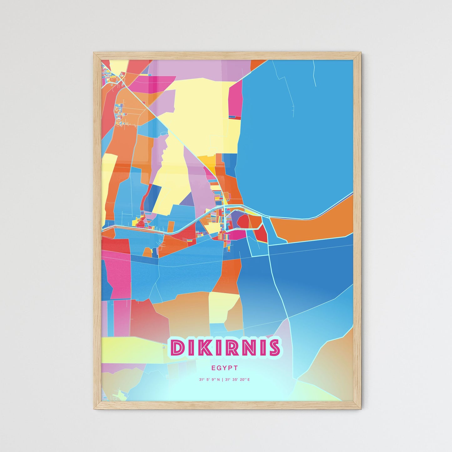 Colorful DIKIRNIS EGYPT Fine Art Map Crazy Colors