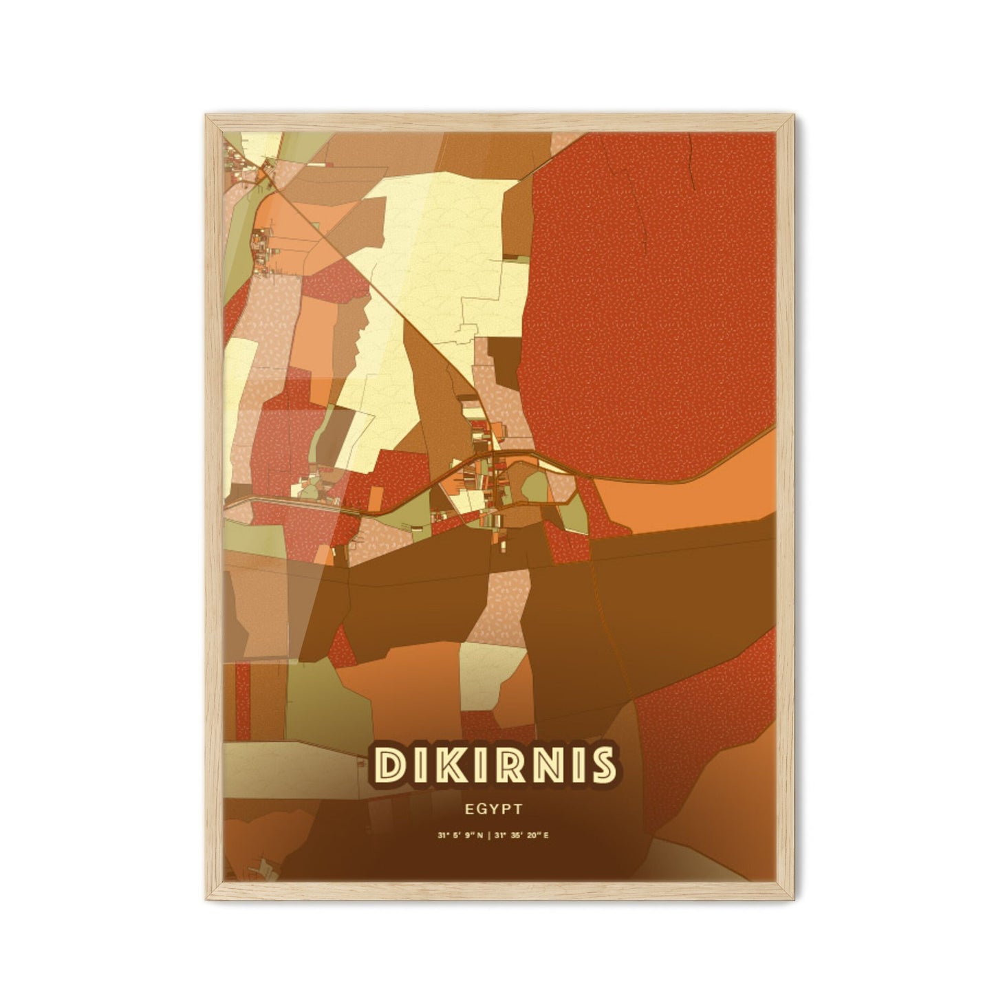 Colorful DIKIRNIS EGYPT Fine Art Map Farmhouse