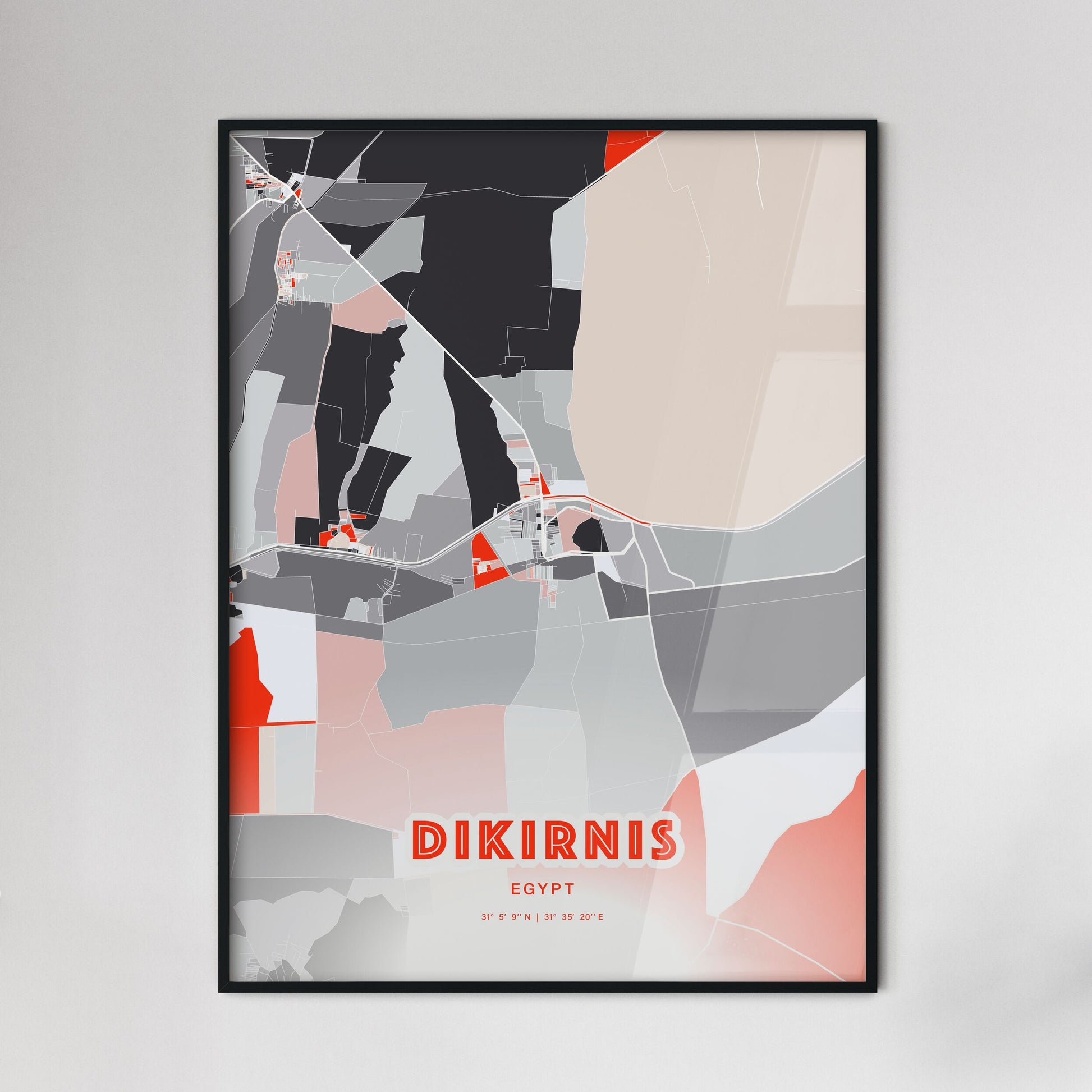 Colorful DIKIRNIS EGYPT Fine Art Map Modern