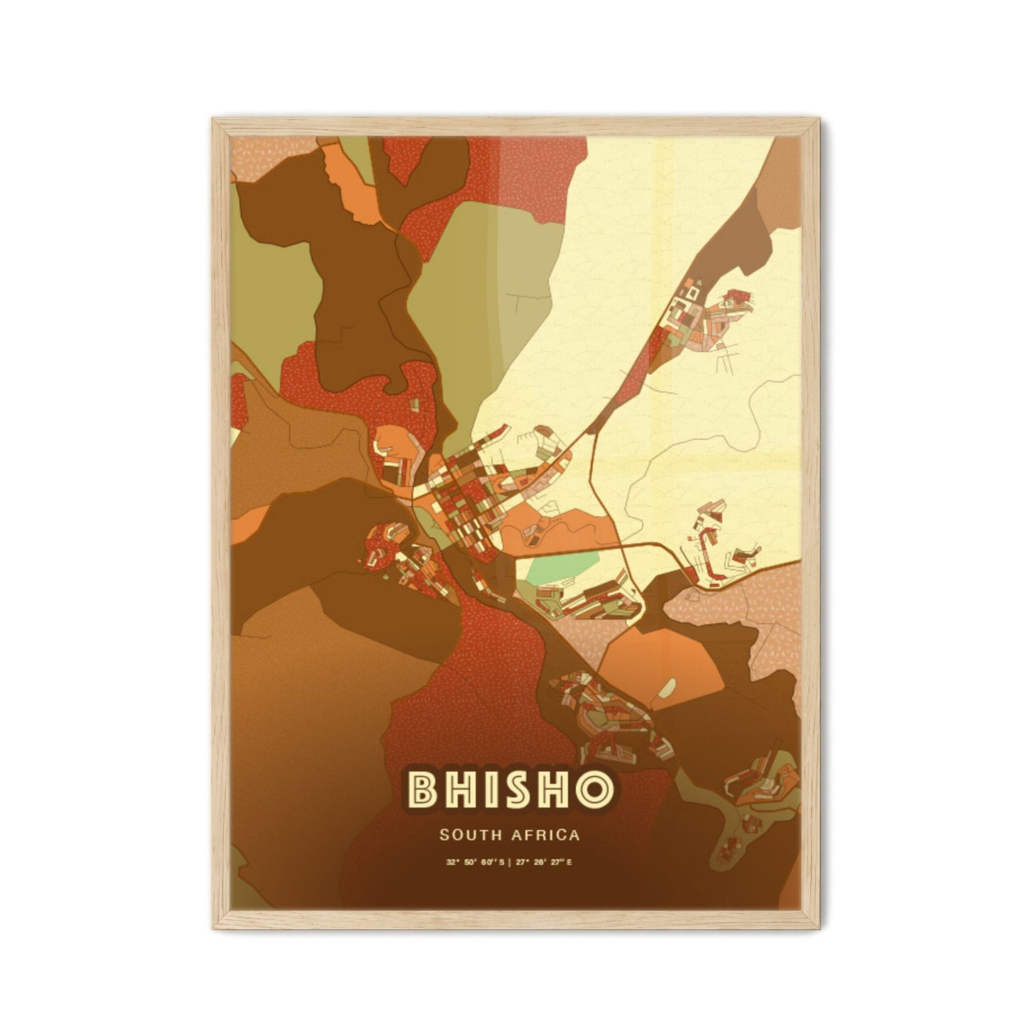 Colorful BHISHO SOUTH AFRICA Fine Art Map Farmhouse