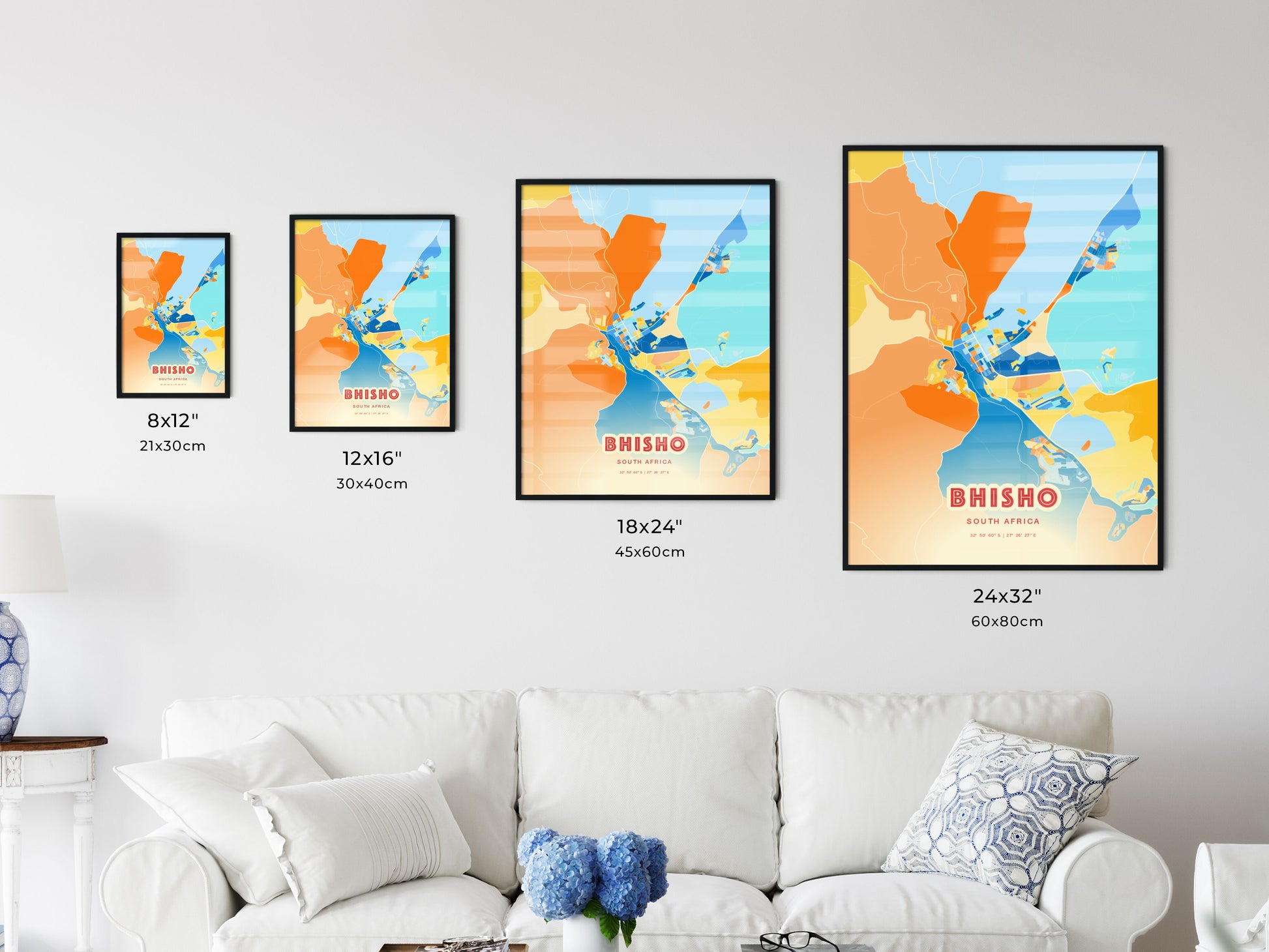 Colorful BHISHO SOUTH AFRICA Fine Art Map