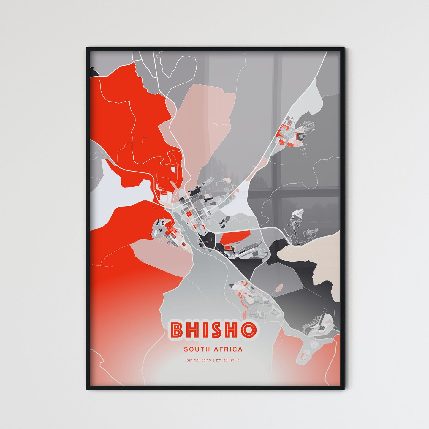 Colorful BHISHO SOUTH AFRICA Fine Art Map Modern