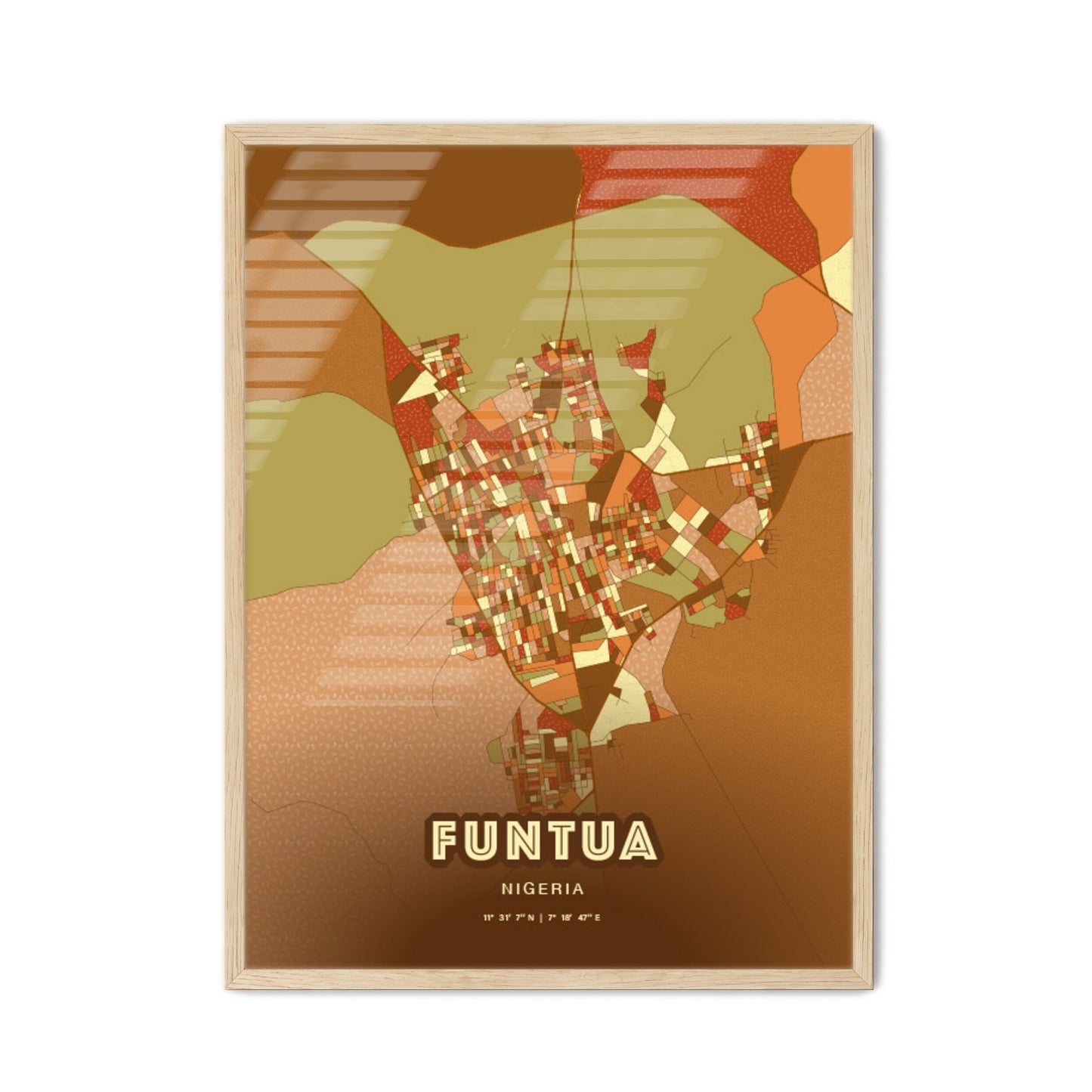 Colorful FUNTUA NIGERIA Fine Art Map Farmhouse