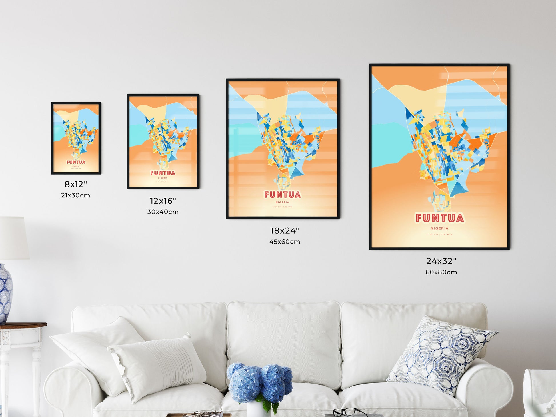 Colorful FUNTUA NIGERIA Fine Art Map