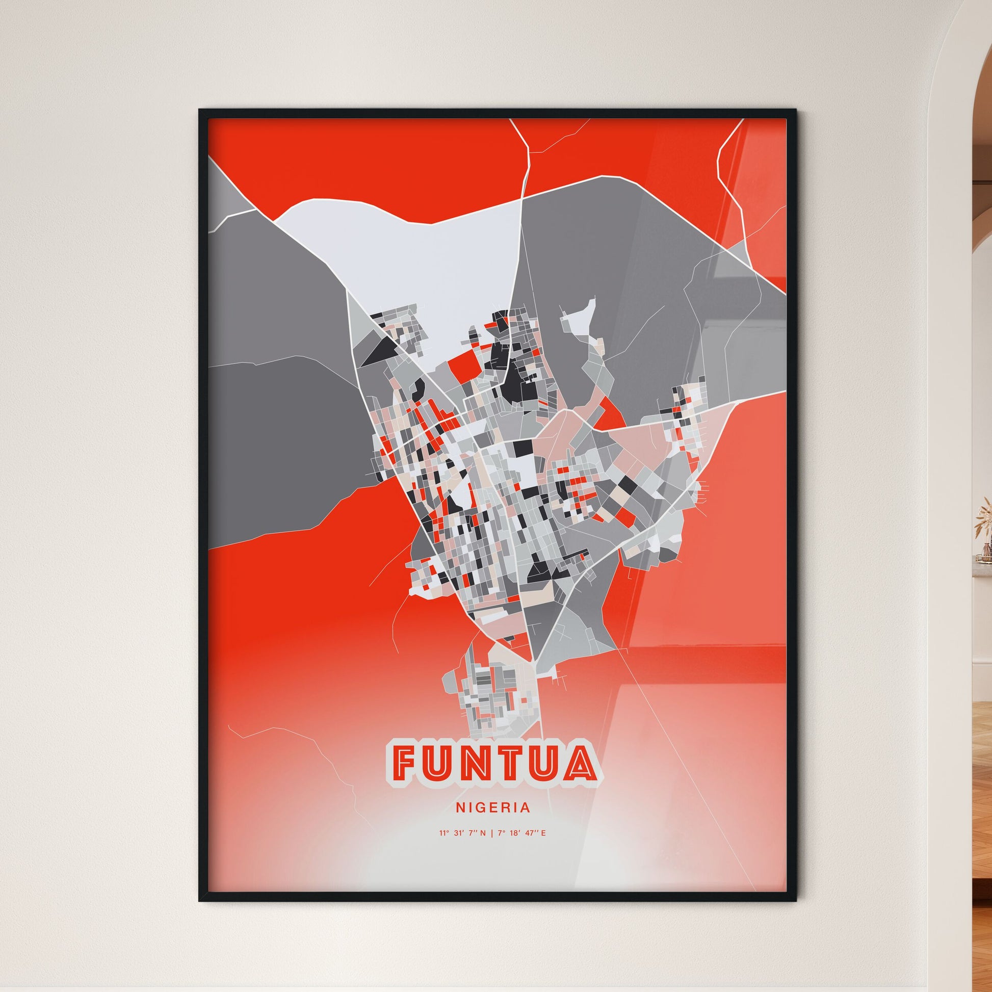 Colorful FUNTUA NIGERIA Fine Art Map Modern