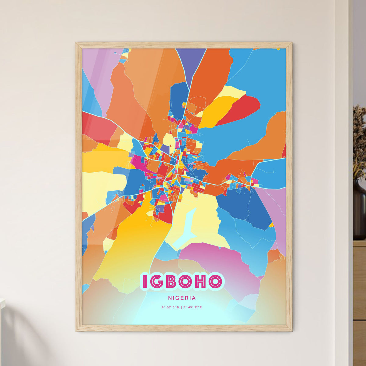 Colorful IGBOHO NIGERIA Fine Art Map Crazy Colors