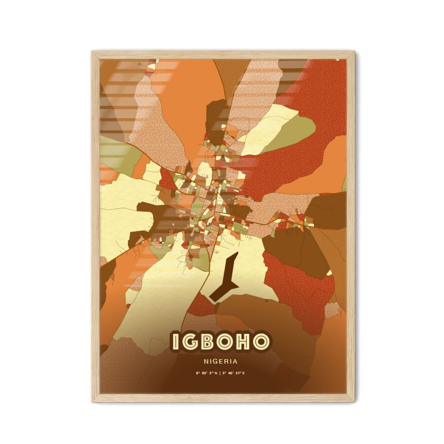 Colorful IGBOHO NIGERIA Fine Art Map Farmhouse