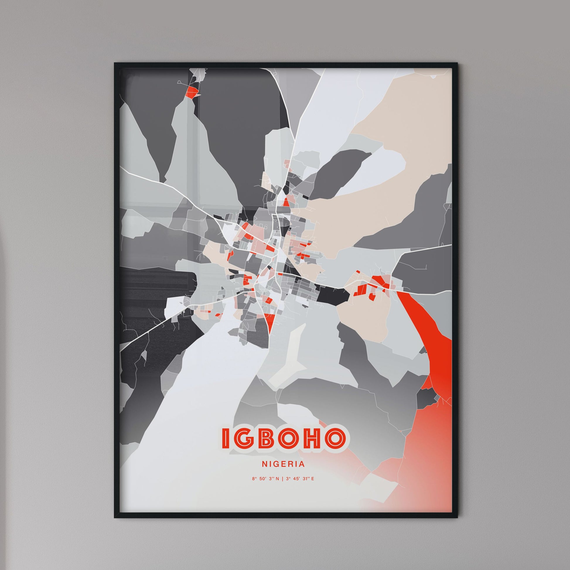 Colorful IGBOHO NIGERIA Fine Art Map Modern