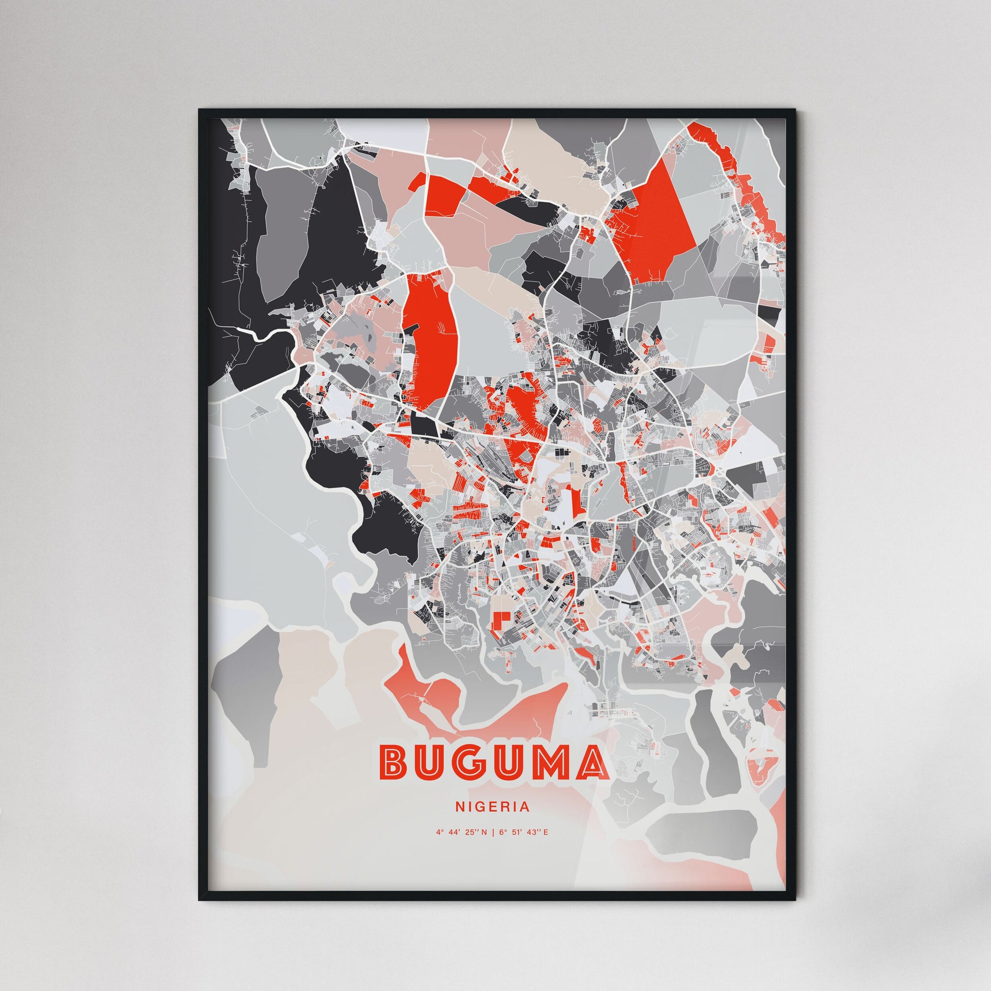 Colorful BUGUMA NIGERIA Fine Art Map Modern