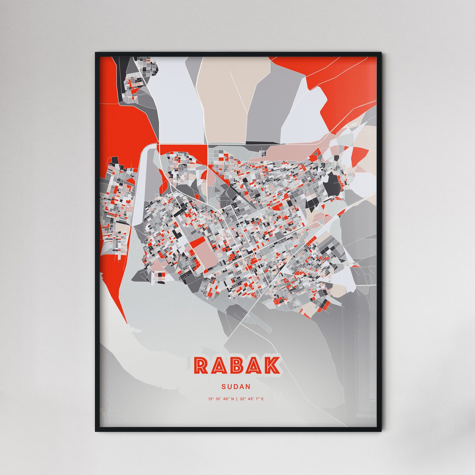 Colorful RABAK SUDAN Fine Art Map Modern