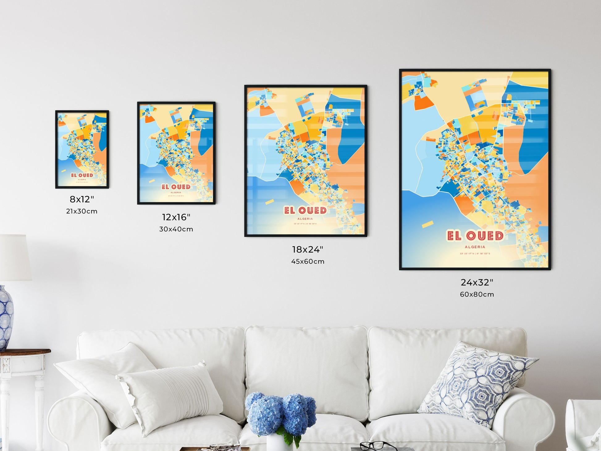 Colorful EL OUED ALGERIA Fine Art Map