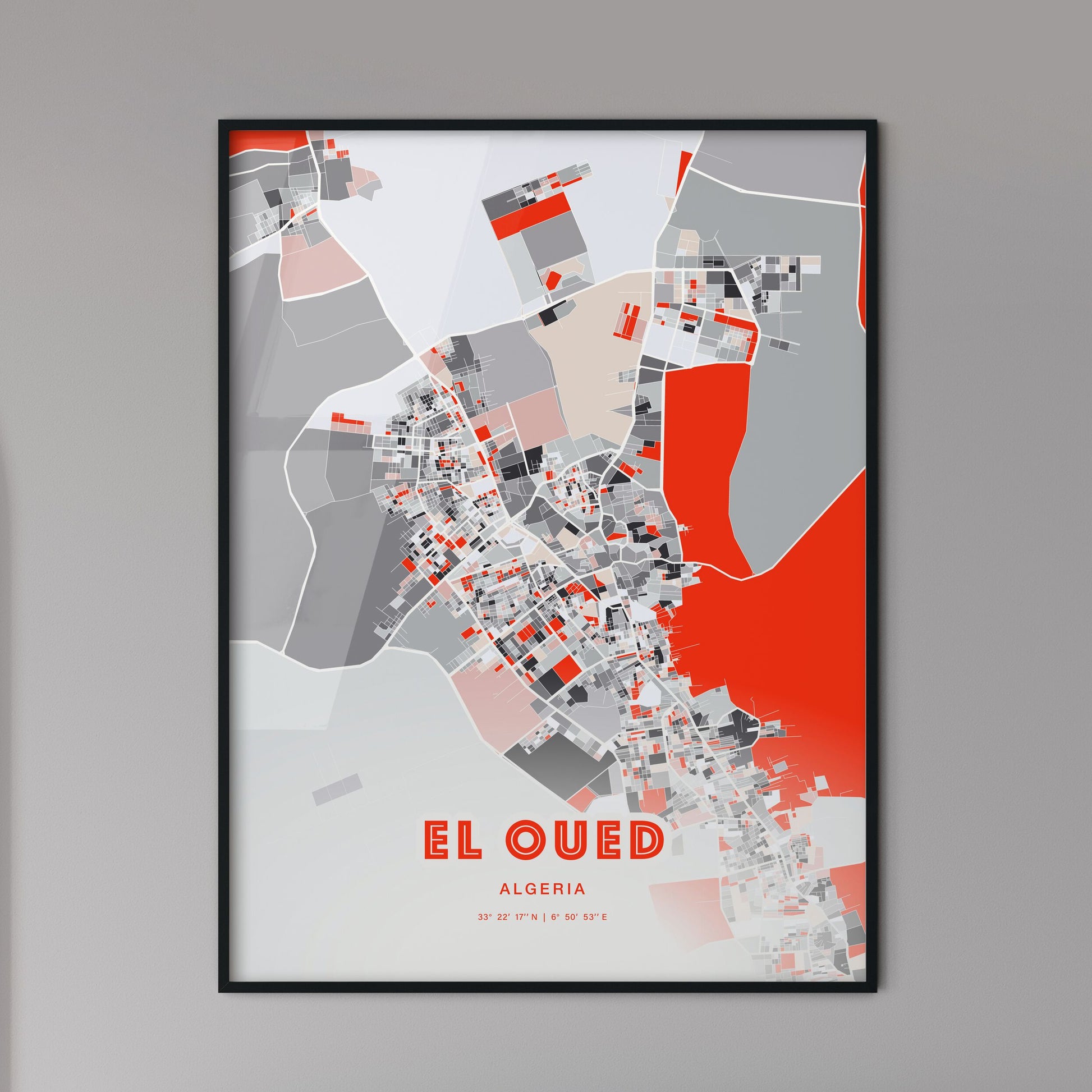 Colorful EL OUED ALGERIA Fine Art Map Modern