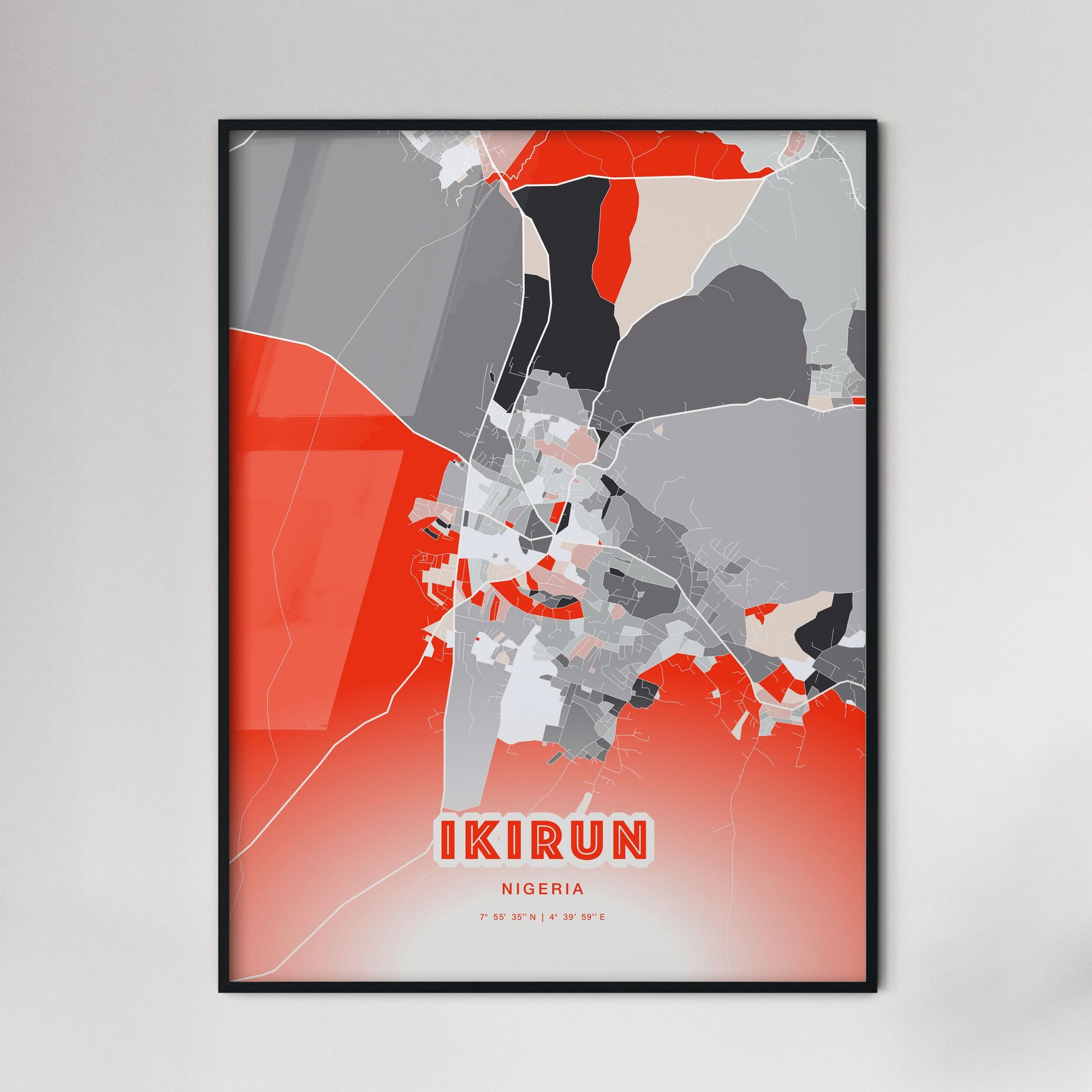 Colorful IKIRUN NIGERIA Fine Art Map Modern