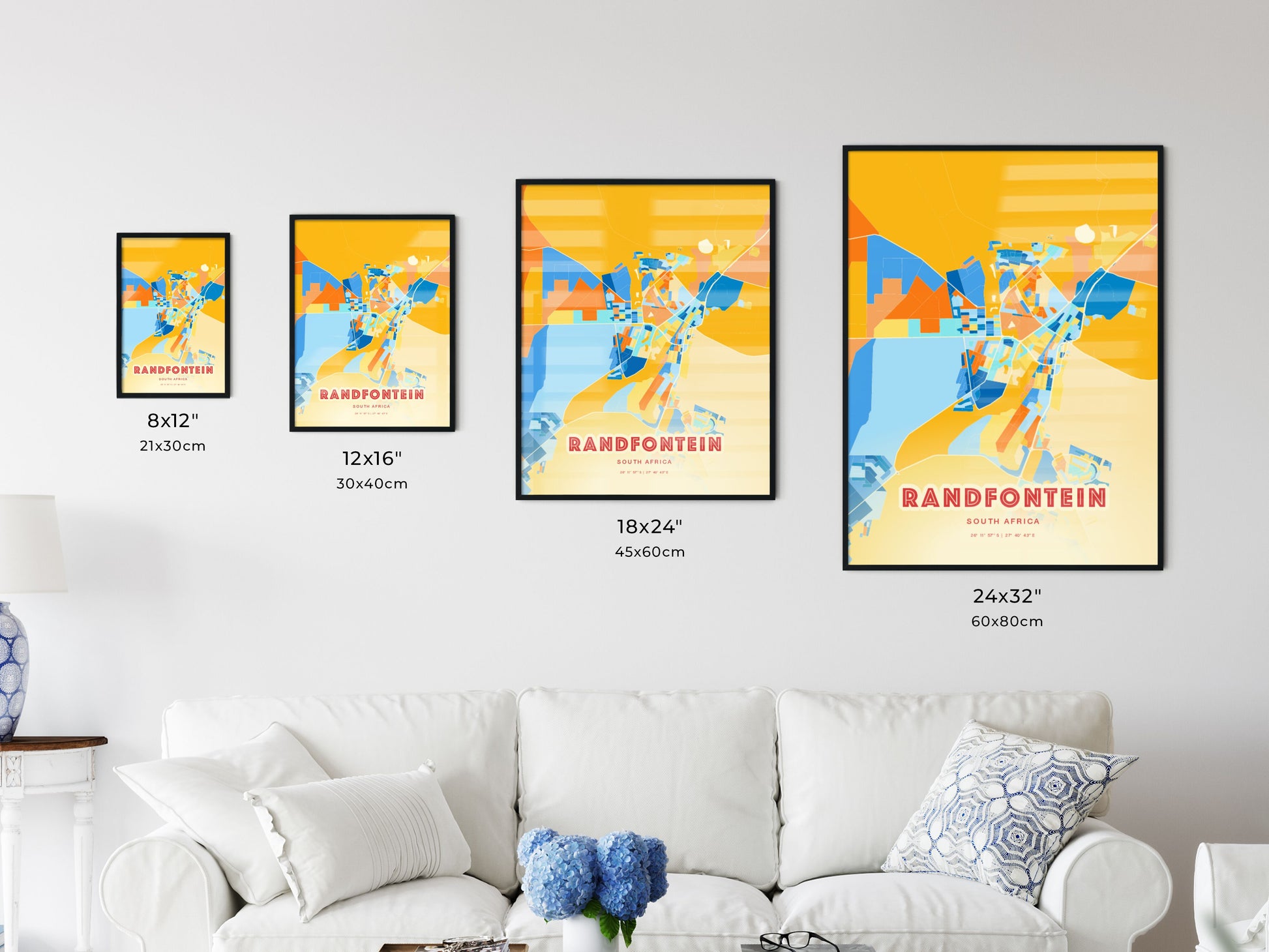 Colorful RANDFONTEIN SOUTH AFRICA Fine Art Map