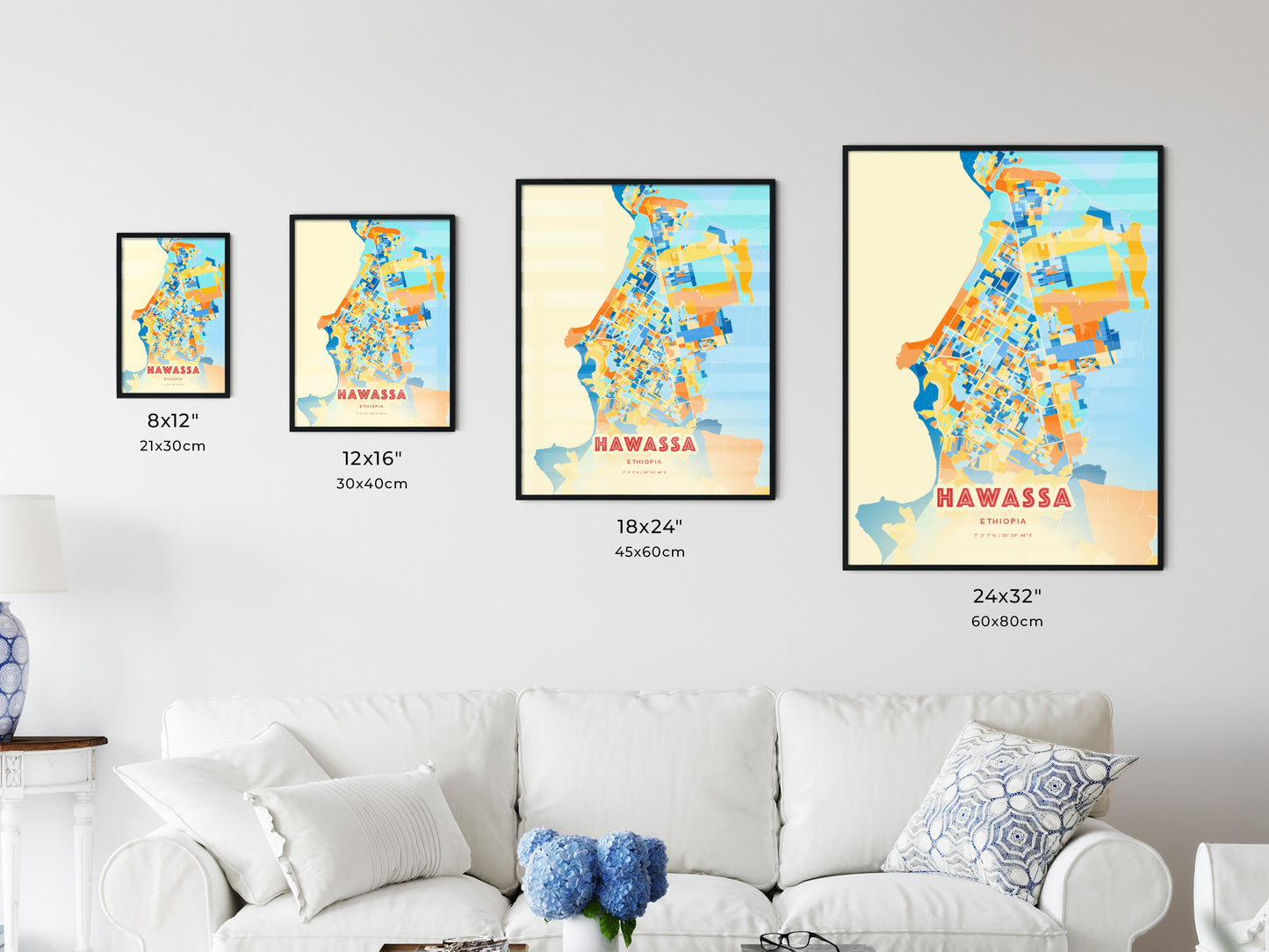 Colorful HAWASSA ETHIOPIA Fine Art Map