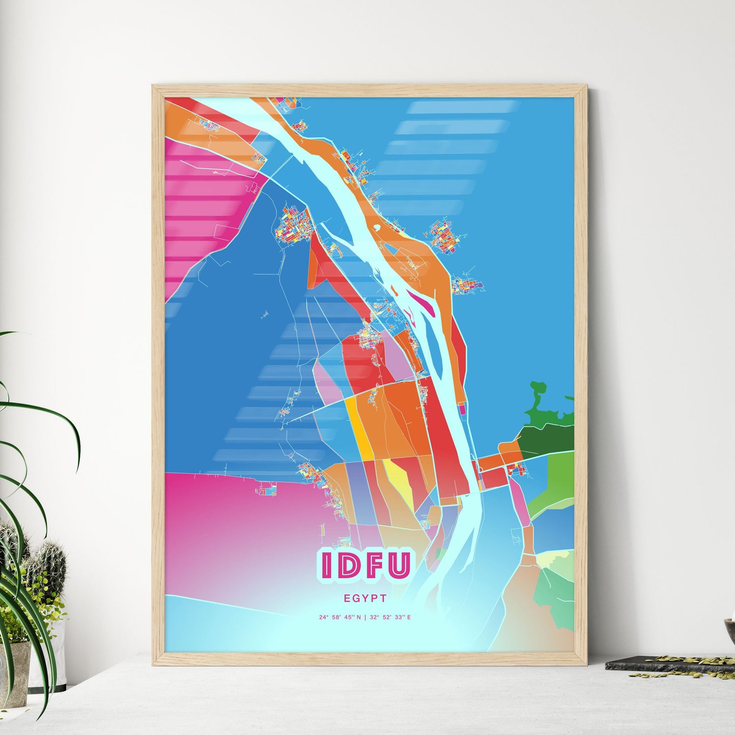 Colorful IDFU EGYPT Fine Art Map Crazy Colors