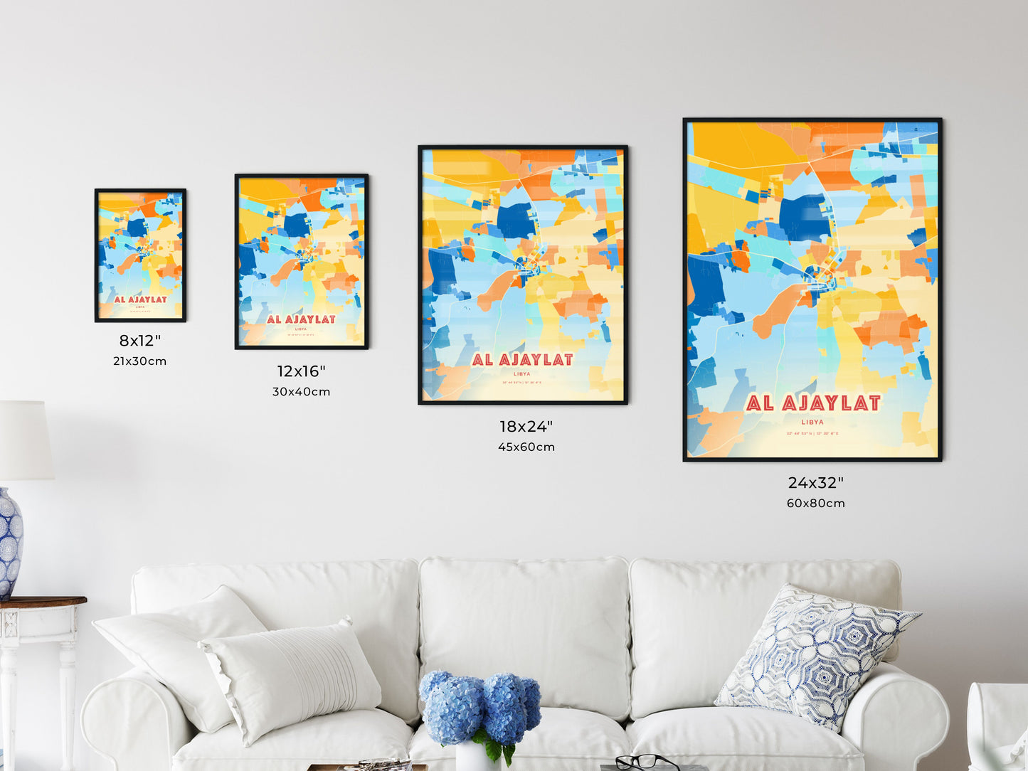 Colorful AL AJAYLAT LIBYA Fine Art Map