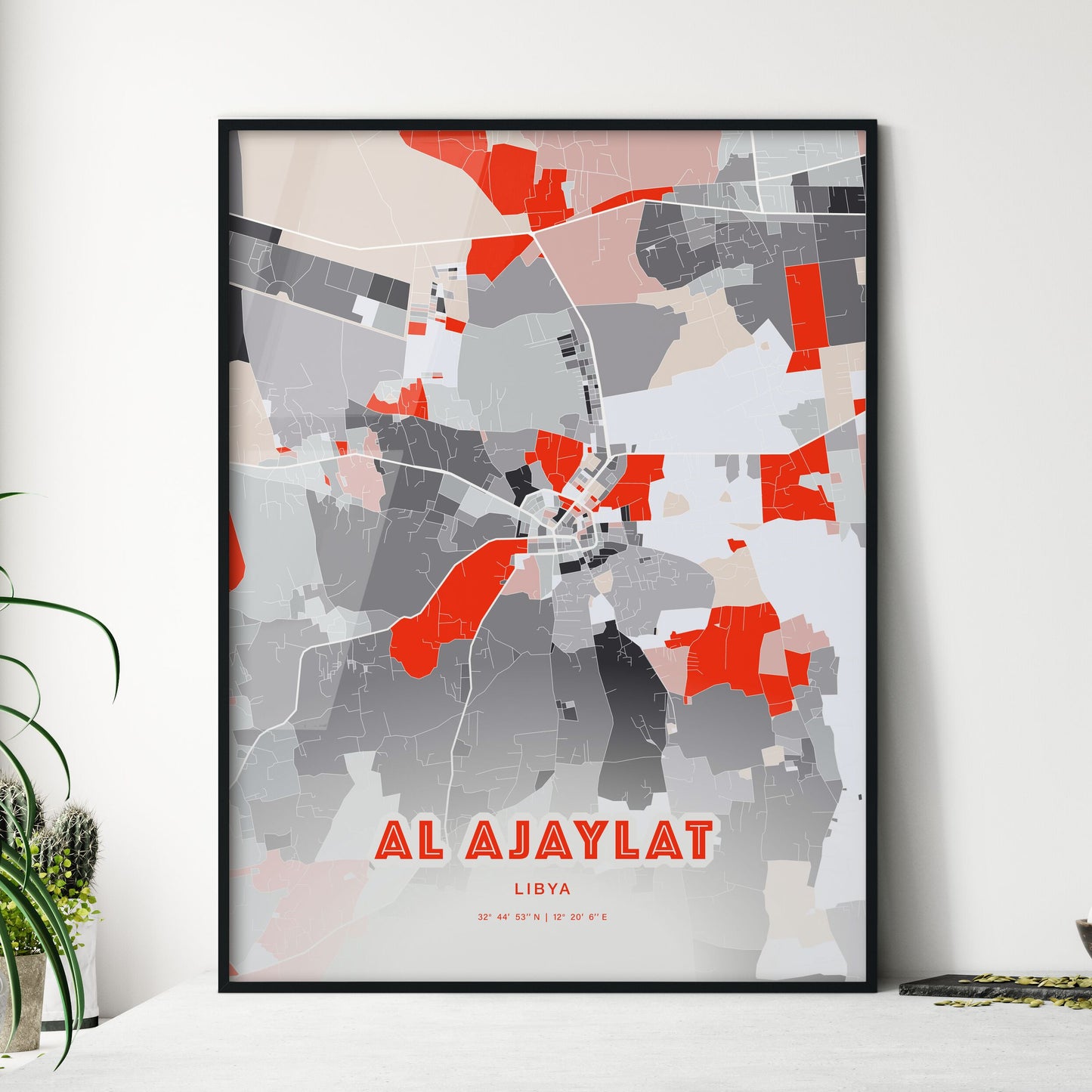 Colorful AL AJAYLAT LIBYA Fine Art Map Modern