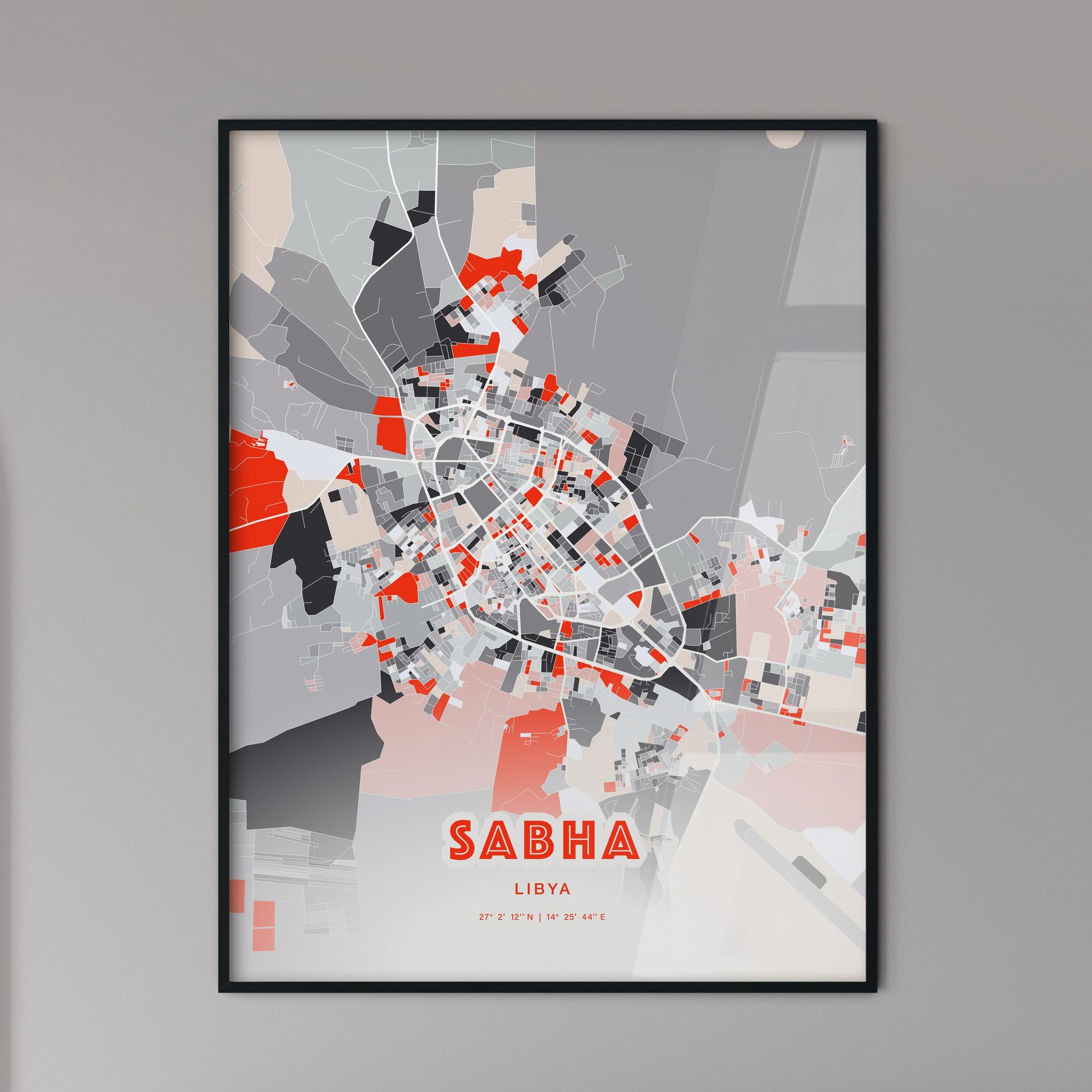 Colorful SABHA LIBYA Fine Art Map Modern