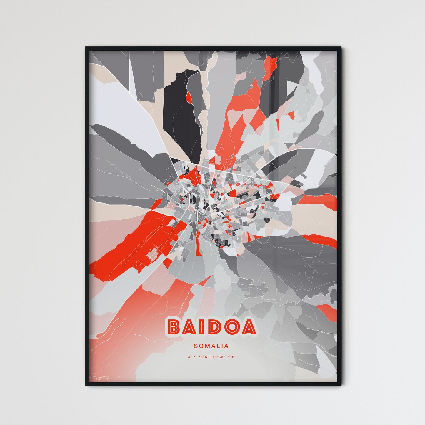 Colorful BAIDOA SOMALIA Fine Art Map Modern