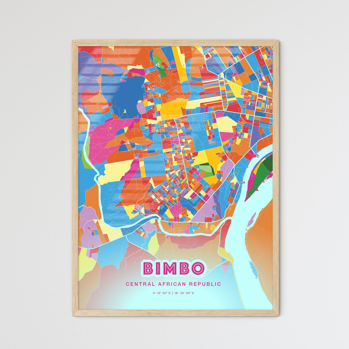 Colorful BIMBO CENTRAL AFRICAN REPUBLIC Fine Art Map Crazy Colors