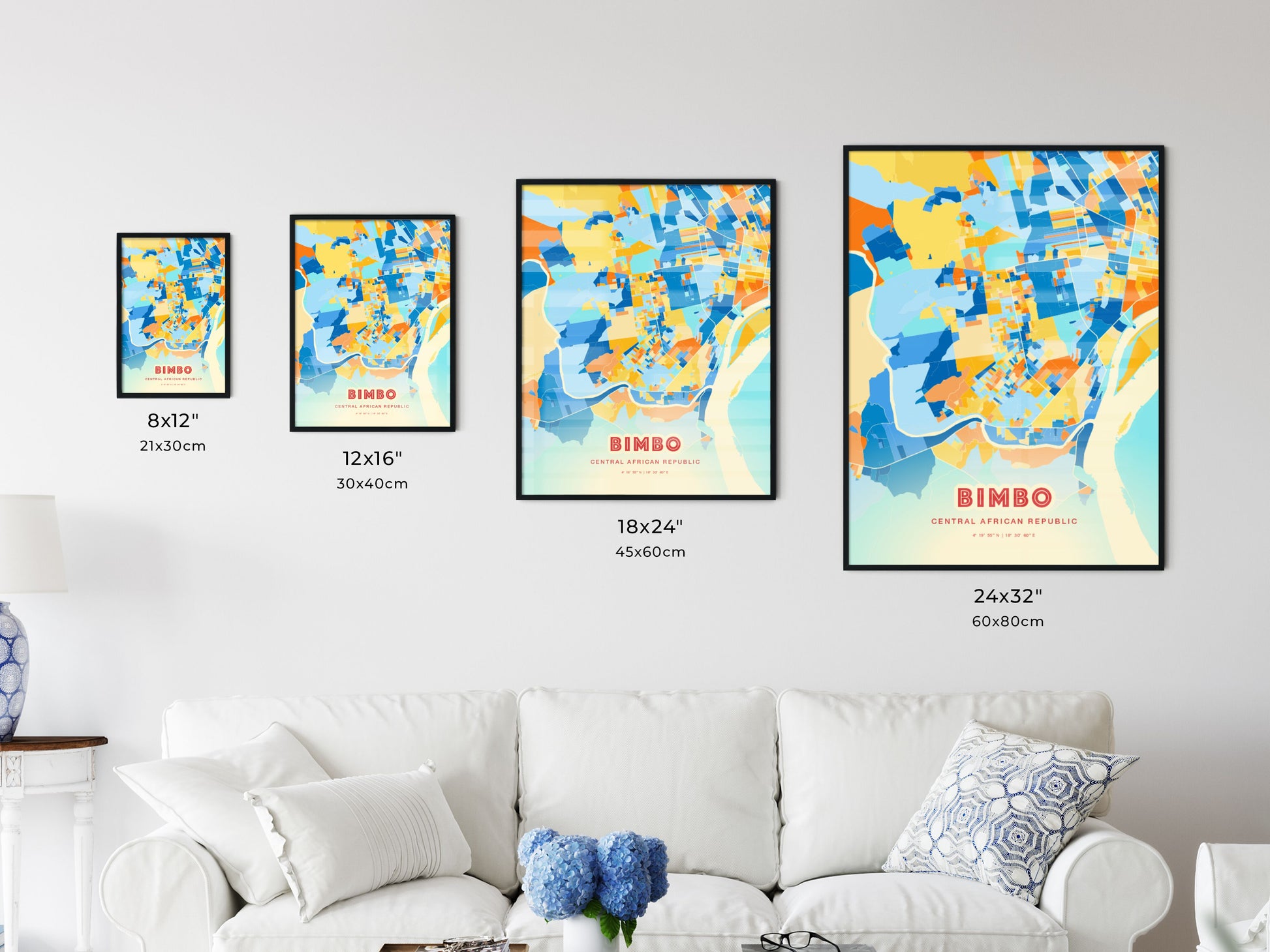 Colorful BIMBO CENTRAL AFRICAN REPUBLIC Fine Art Map