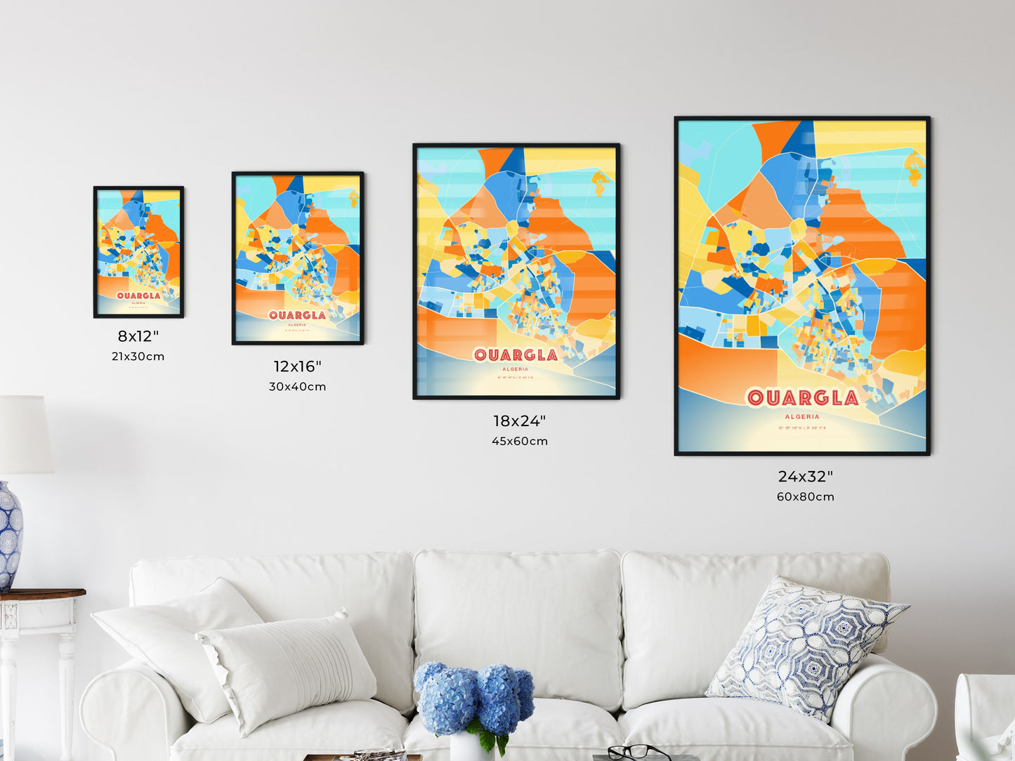 Colorful OUARGLA ALGERIA Fine Art Map