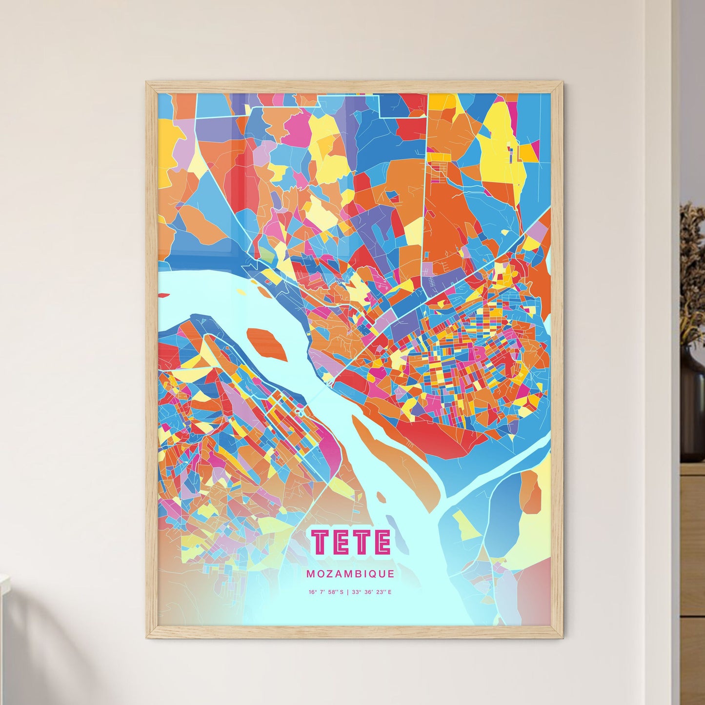 Colorful TETE MOZAMBIQUE Fine Art Map Crazy Colors