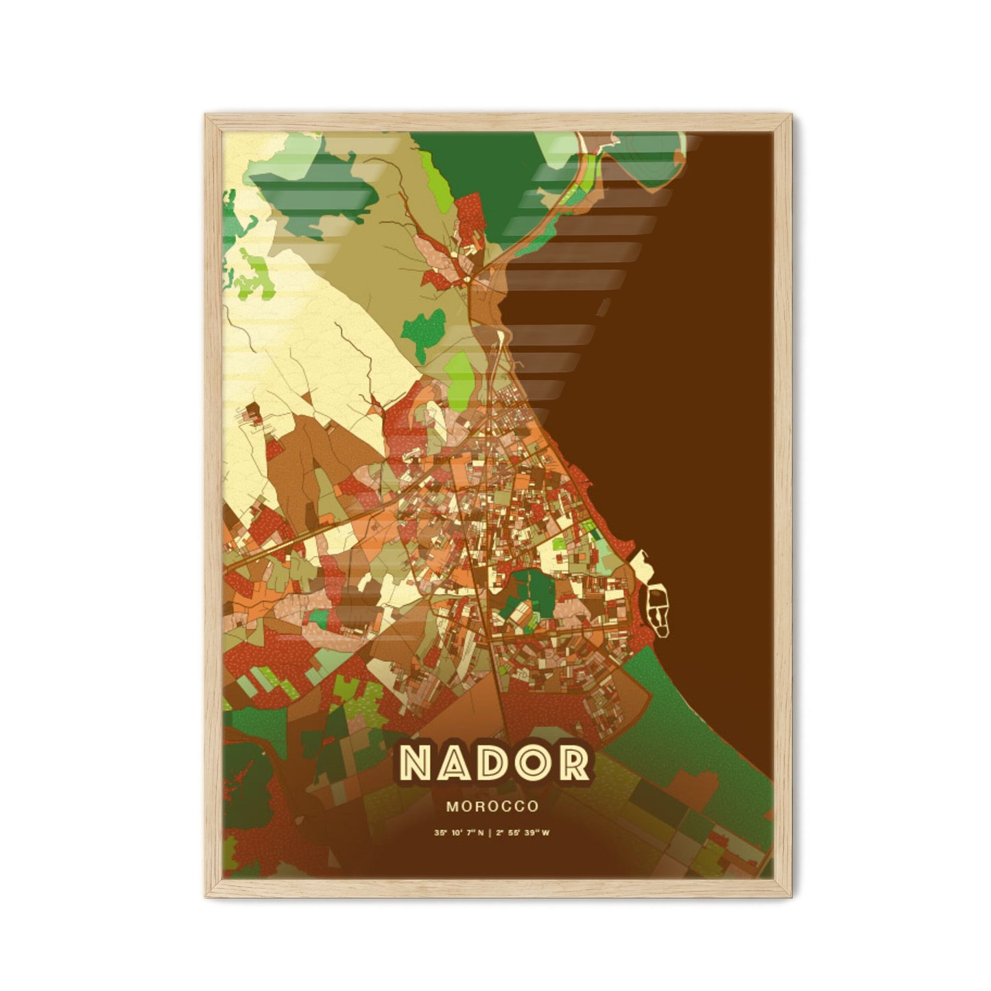 Colorful NADOR MOROCCO Fine Art Map Farmhouse