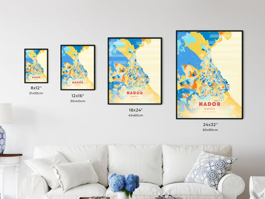 Colorful NADOR MOROCCO Fine Art Map
