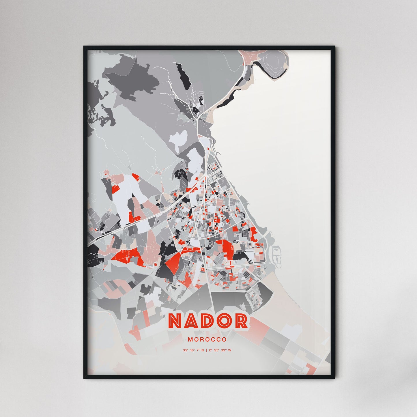 Colorful NADOR MOROCCO Fine Art Map Modern