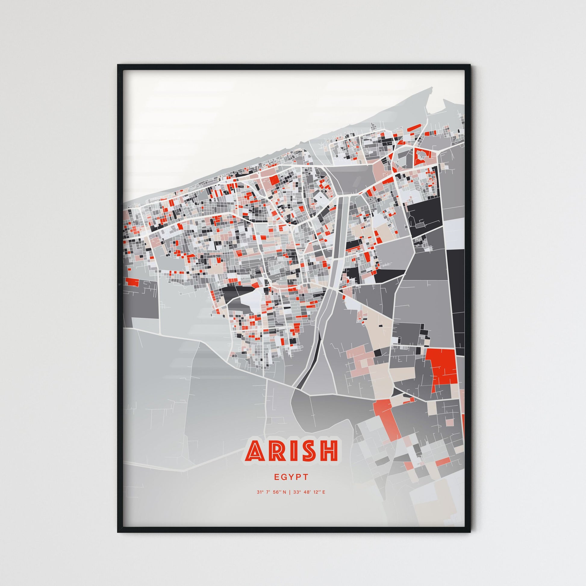 Colorful ARISH EGYPT Fine Art Map Modern