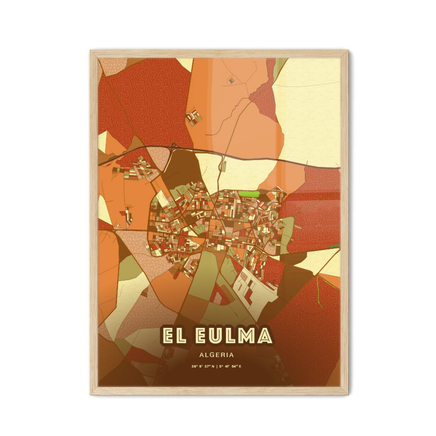 Colorful EL EULMA ALGERIA Fine Art Map Farmhouse