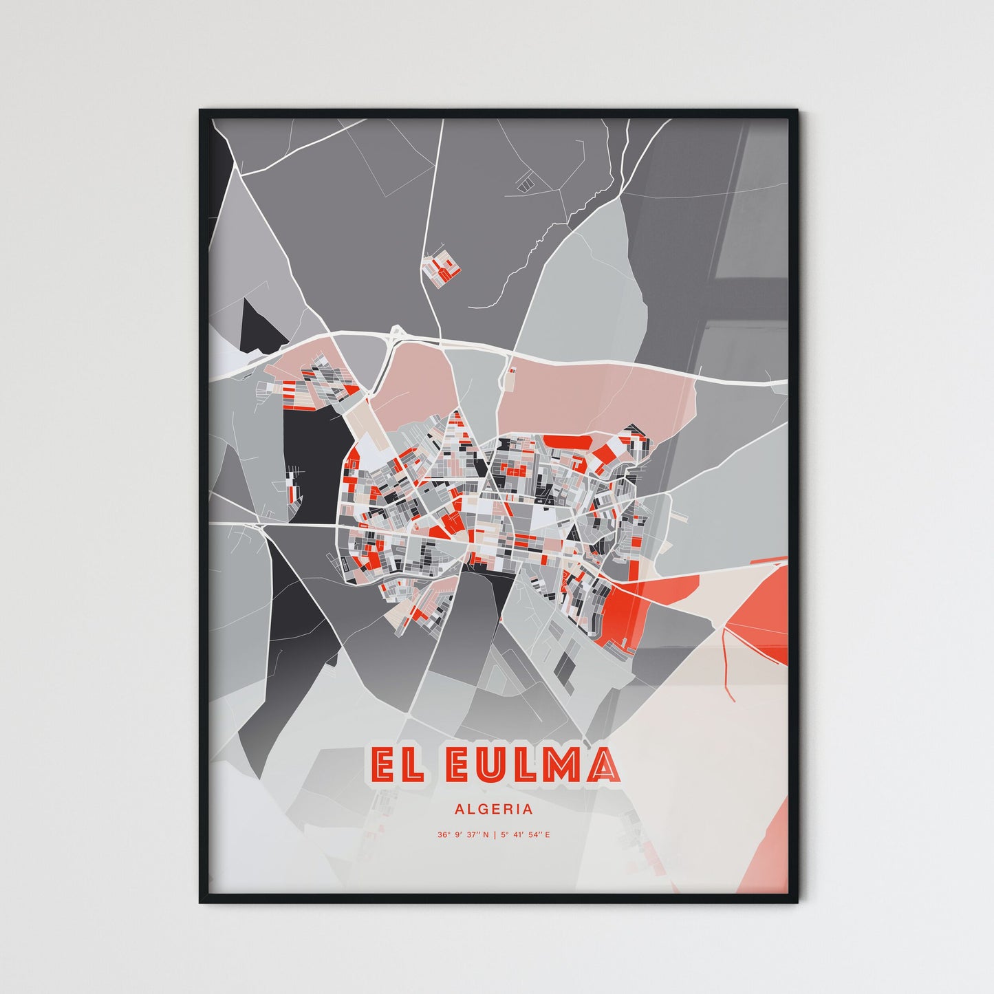 Colorful EL EULMA ALGERIA Fine Art Map Modern