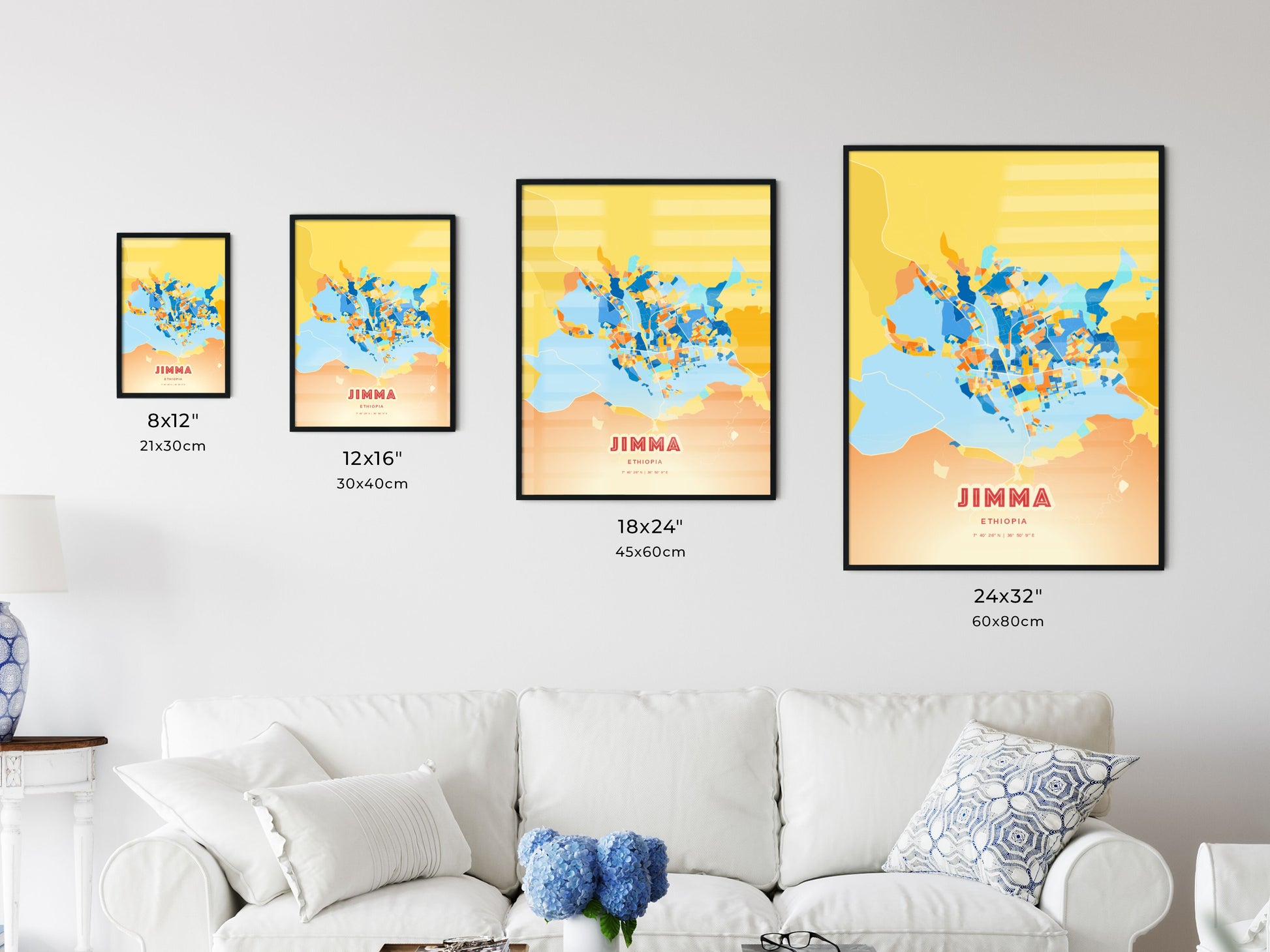 Colorful JIMMA ETHIOPIA Fine Art Map