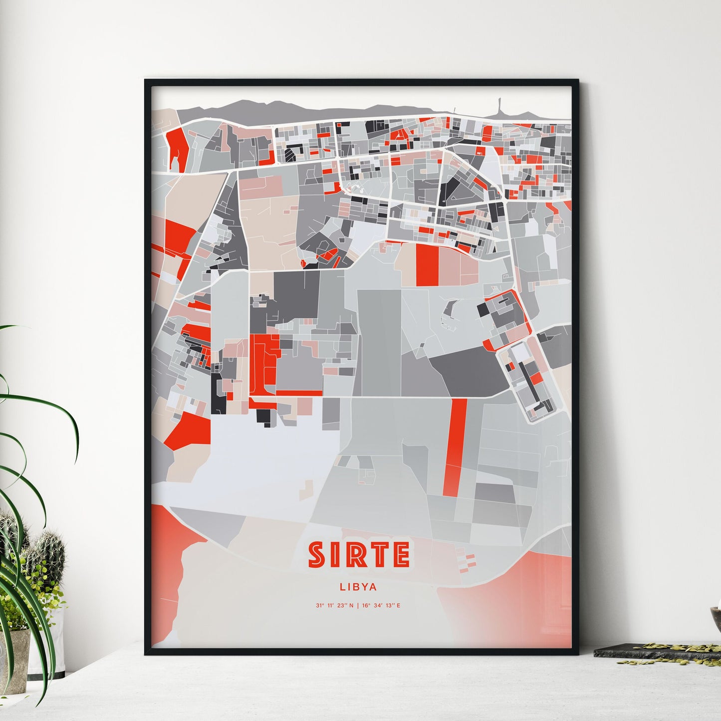 Colorful SIRTE LIBYA Fine Art Map Modern