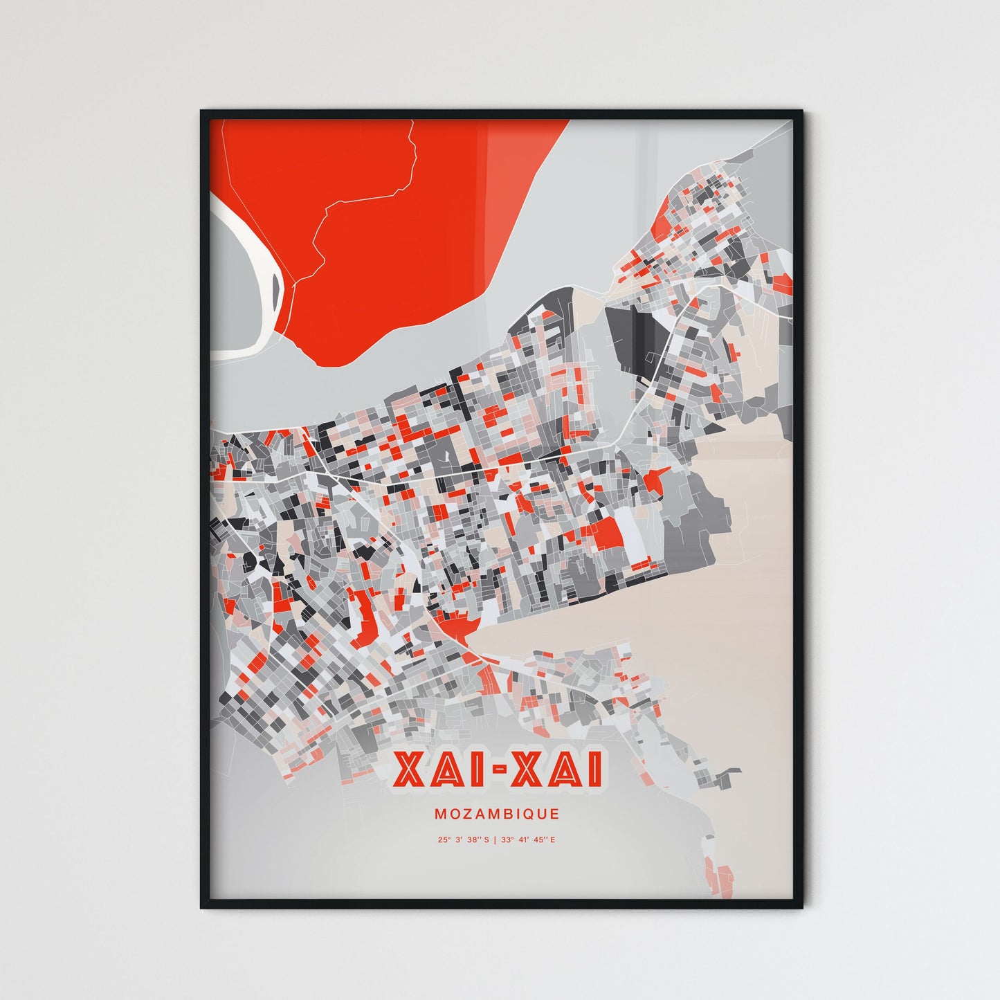 Colorful XAI-XAI MOZAMBIQUE Fine Art Map Modern