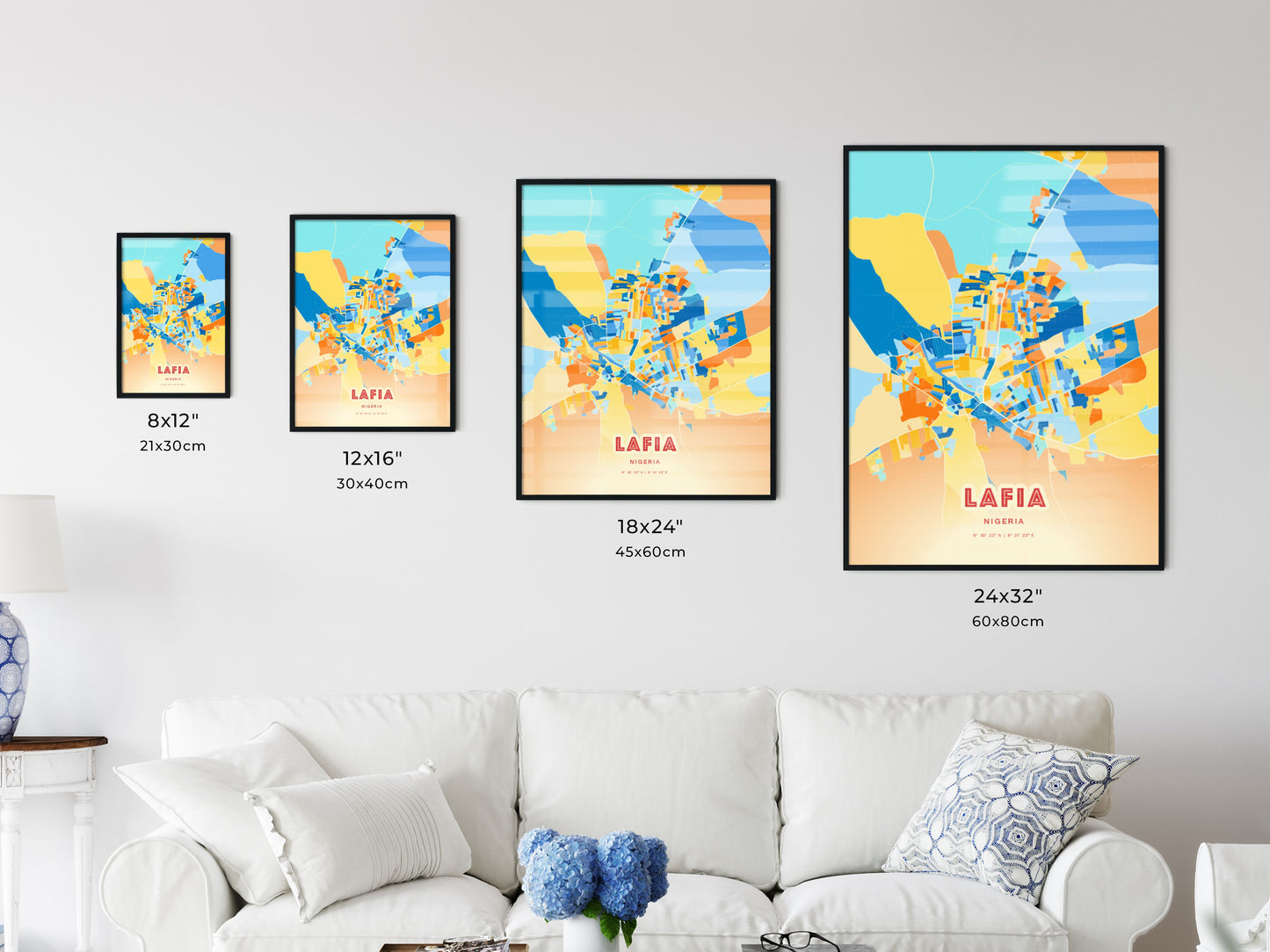 Colorful LAFIA NIGERIA Fine Art Map