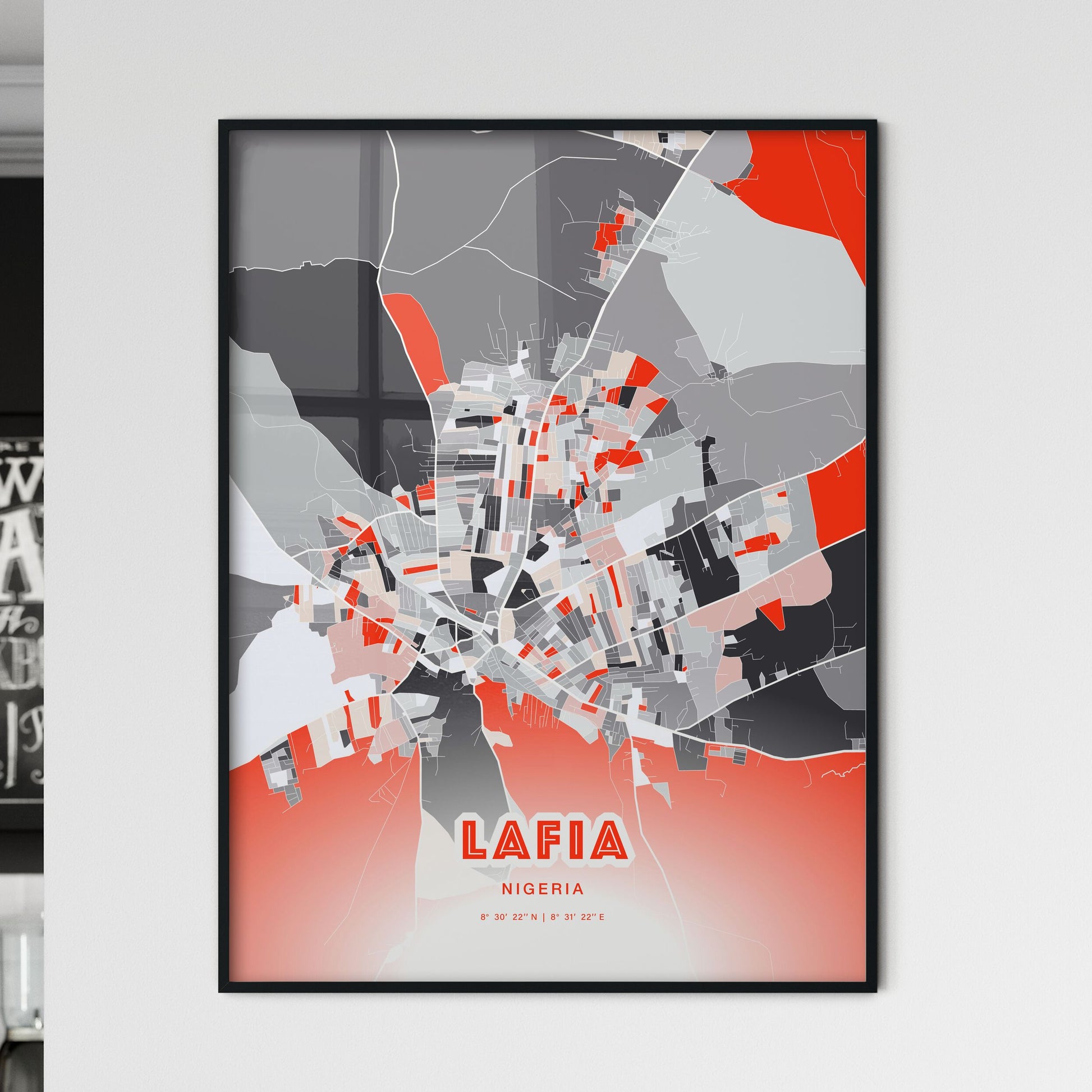 Colorful LAFIA NIGERIA Fine Art Map Modern