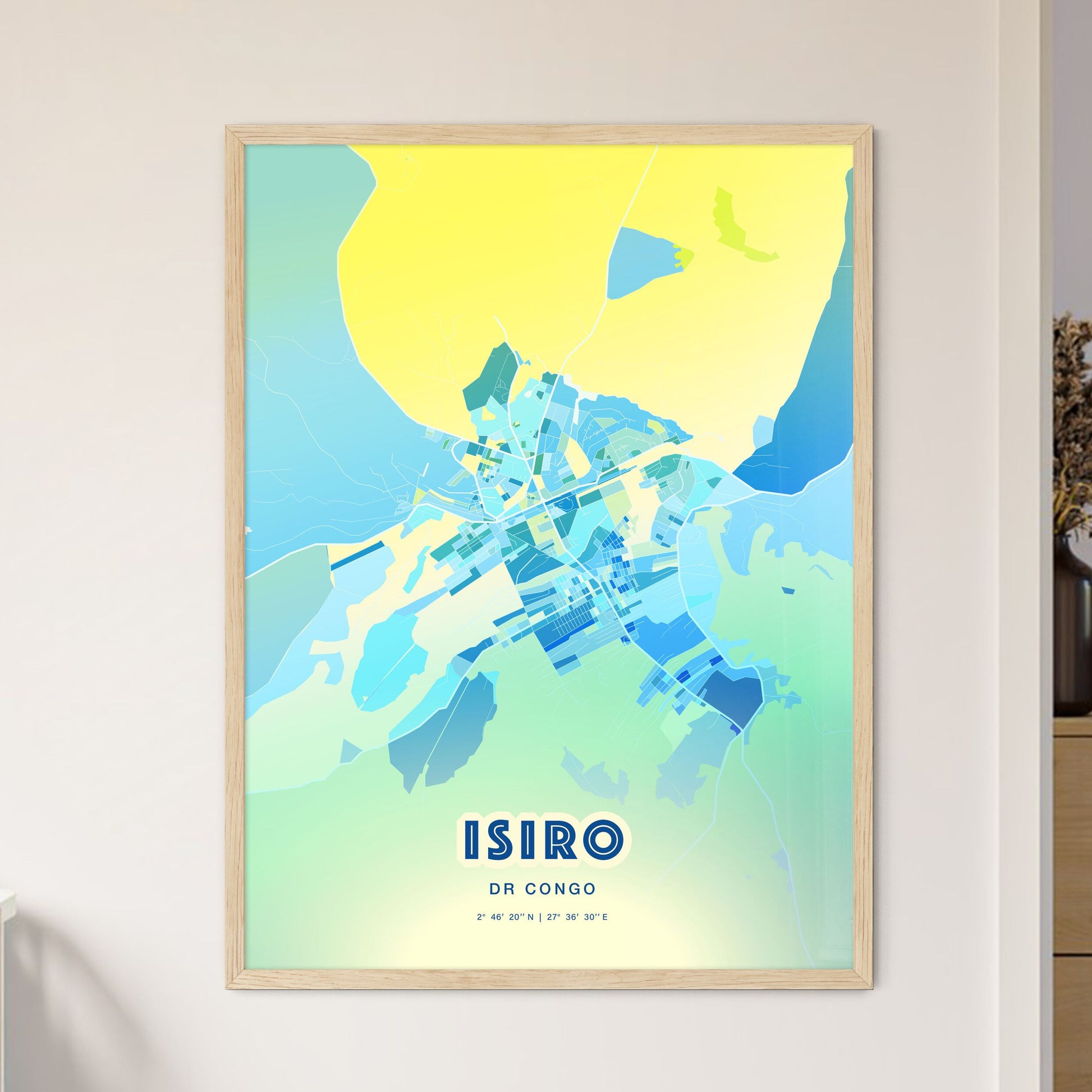 Colorful ISIRO DR CONGO Fine Art Map Cool Blue