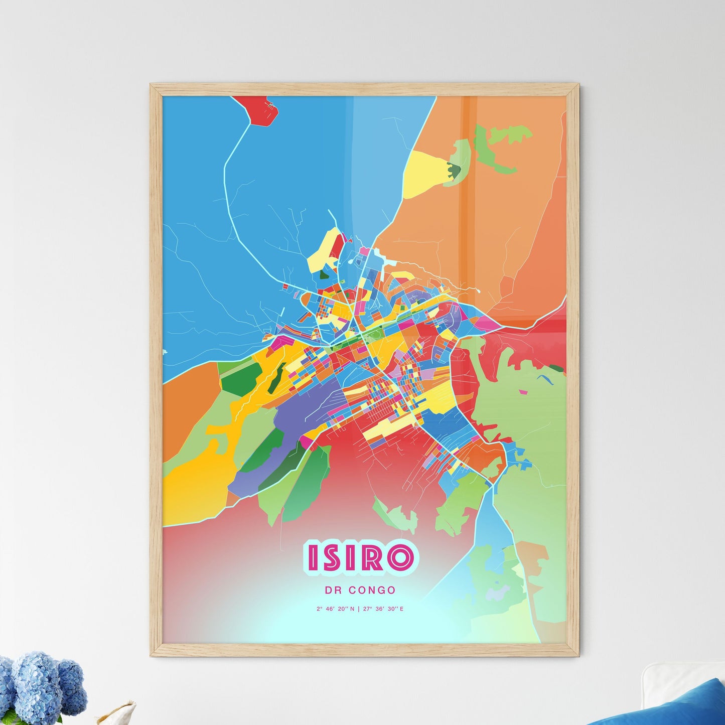 Colorful ISIRO DR CONGO Fine Art Map Crazy Colors