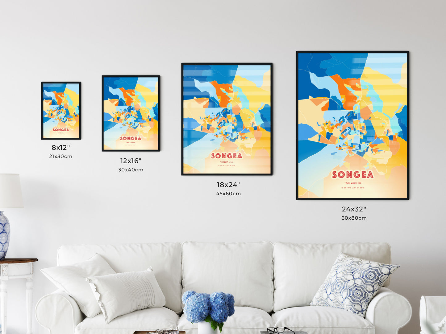 Colorful SONGEA TANZANIA Fine Art Map